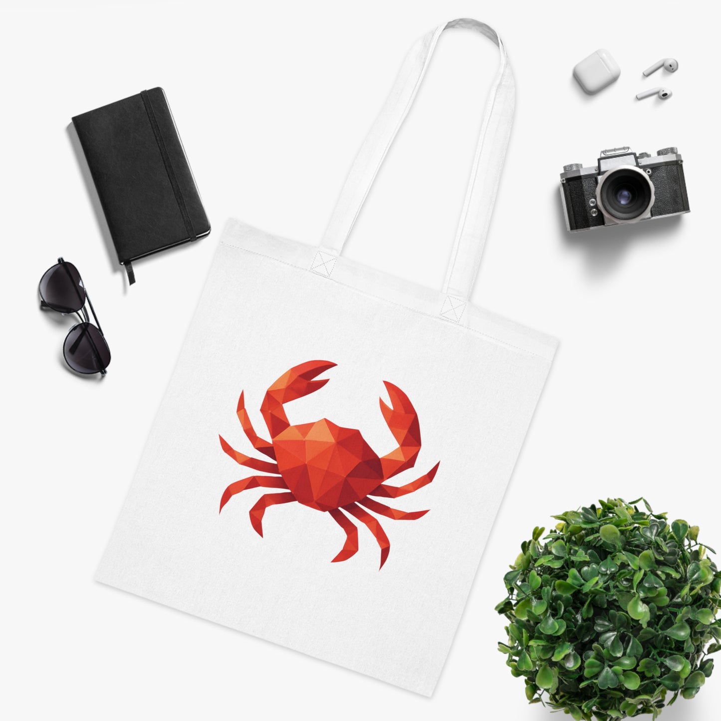 Geometric Polygon Crab Tote Bag