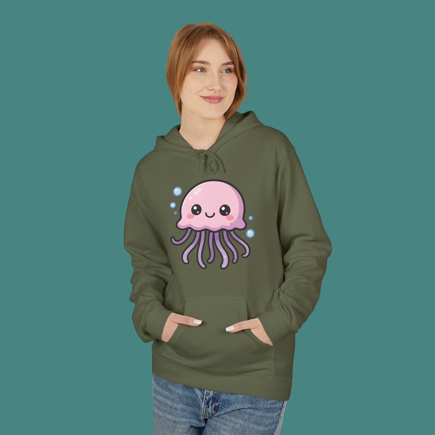 Cartoon Cute Jellyfish Fleece Unisex Hoodie