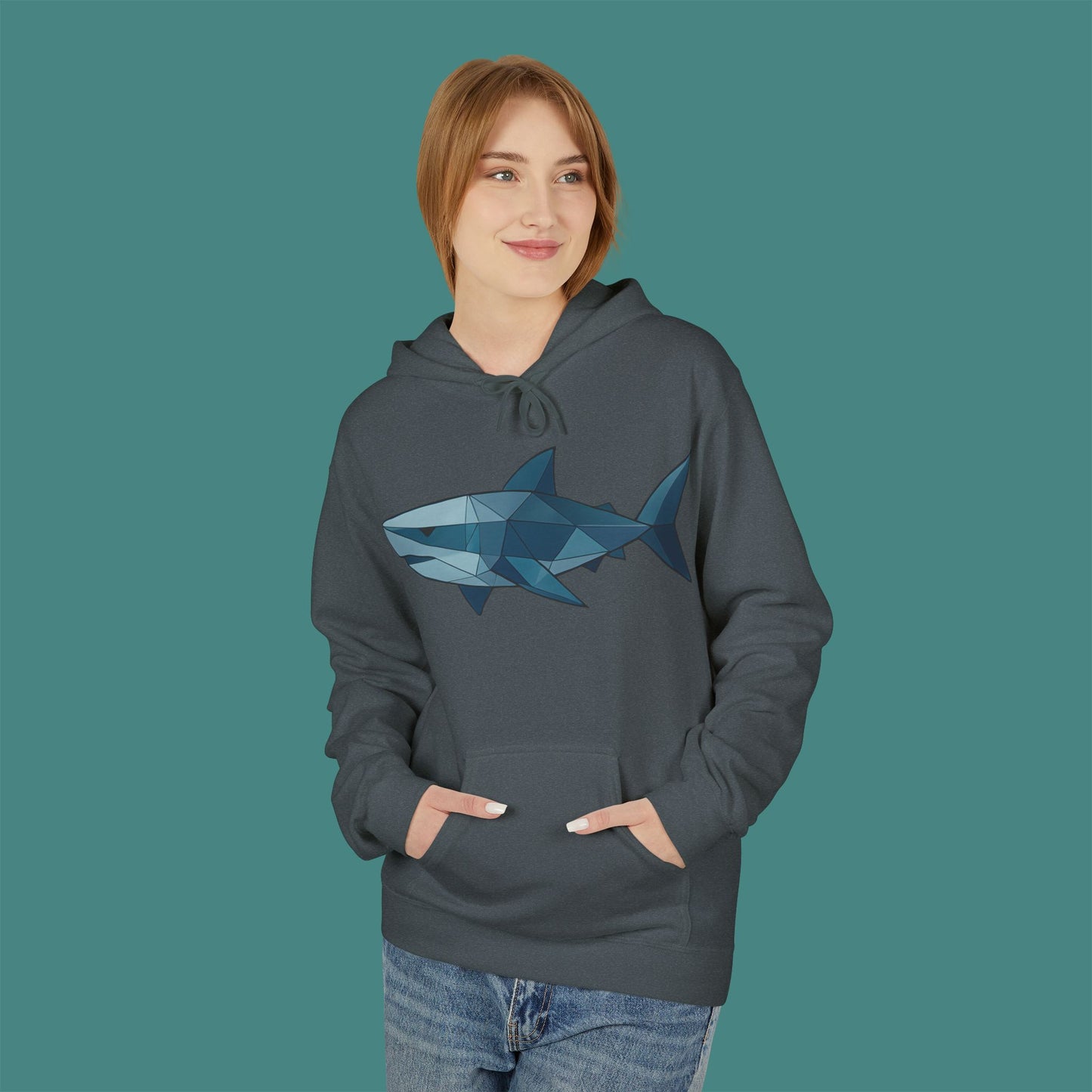 Geometric Polygon Shark Fleece Unisex Hoodie