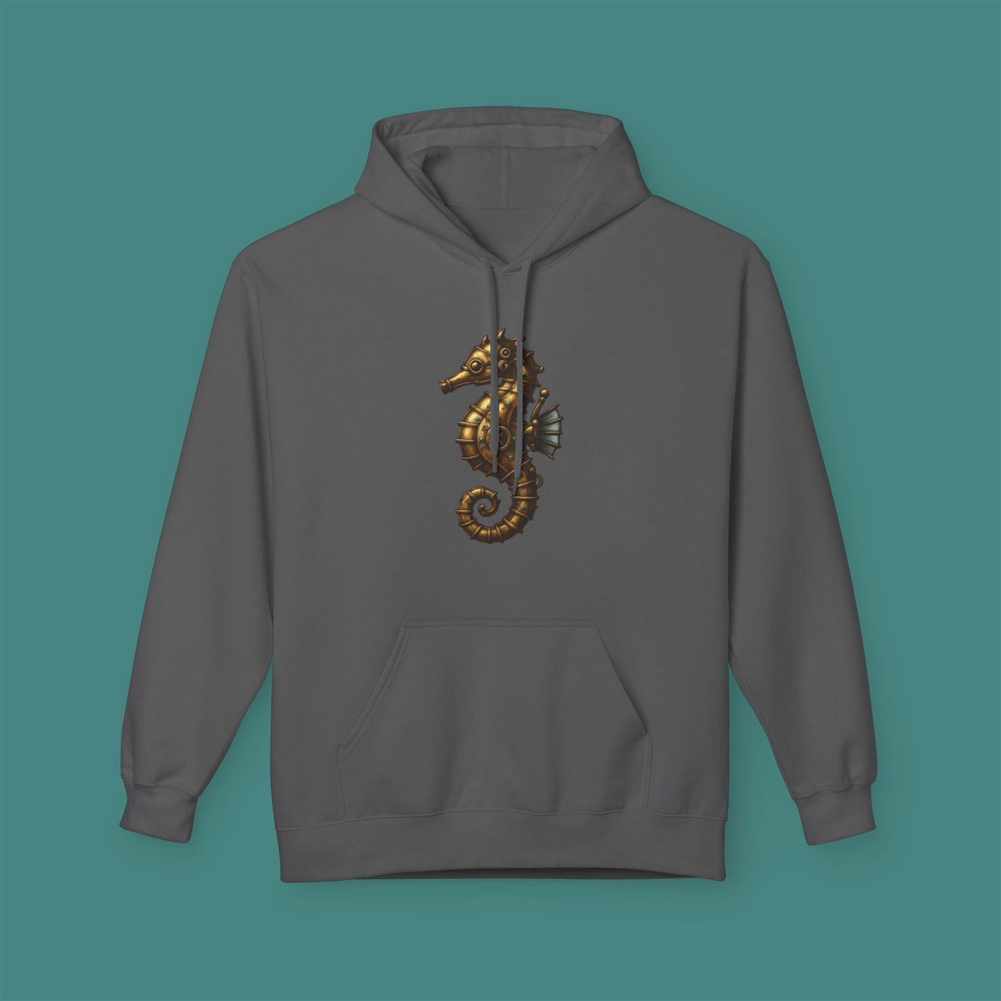 Steampunk Mechanical Seahorse Fleece Unisex Hoodie