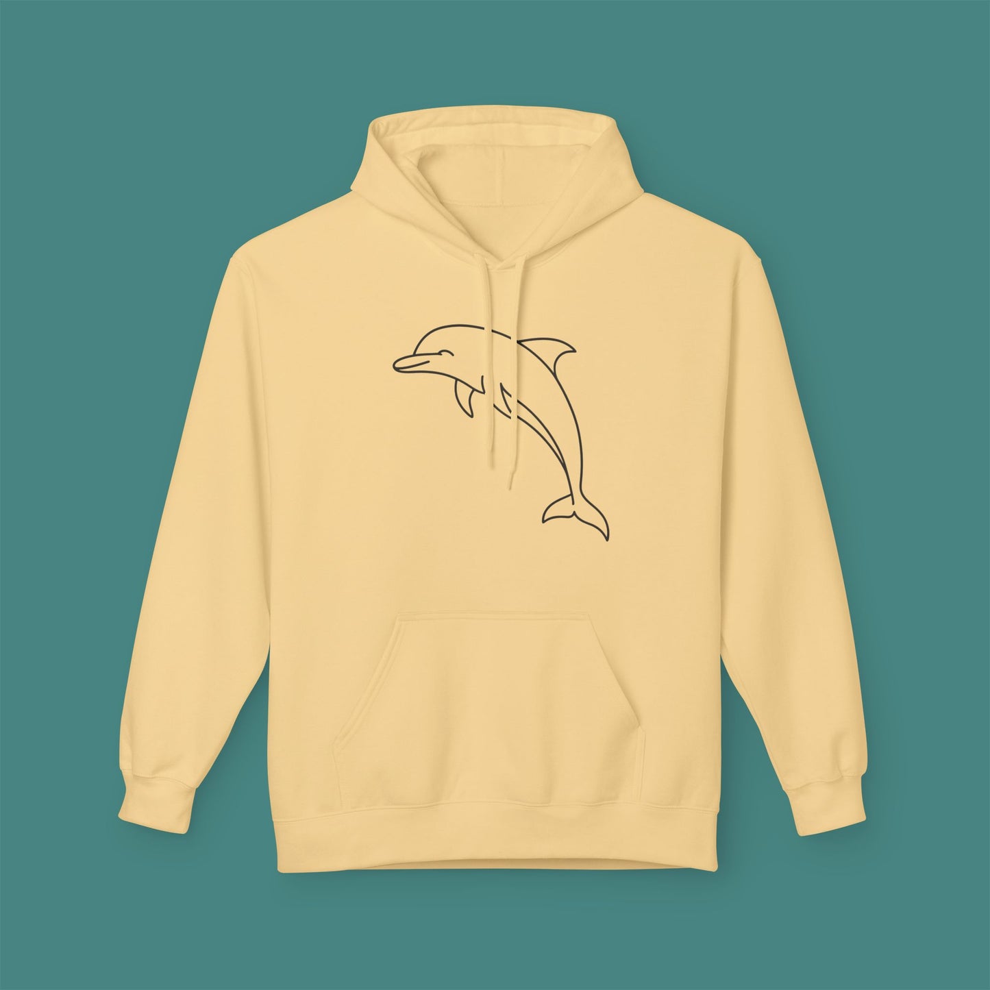 Minimalist Line Art Dolphin Fleece Unisex Hoodie