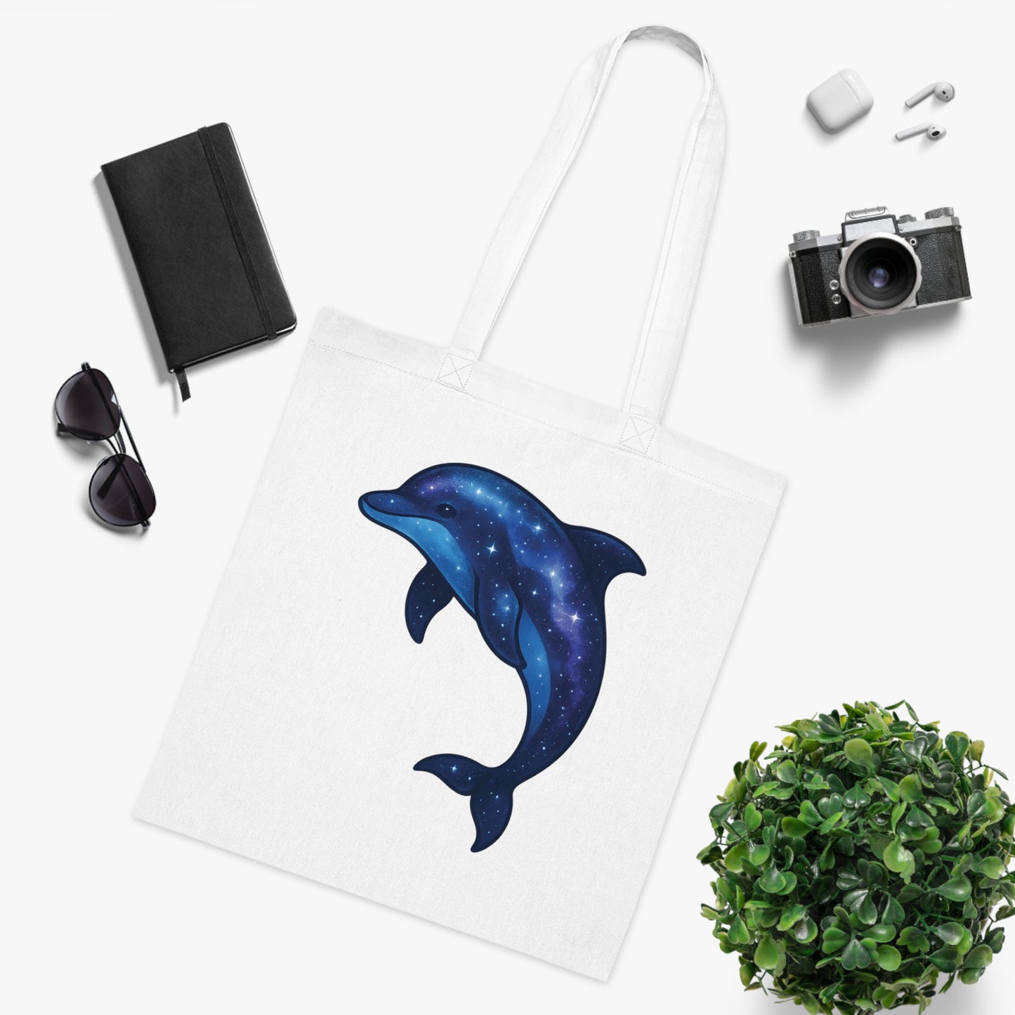Cosmic Galaxy Dolphin Tote Bag