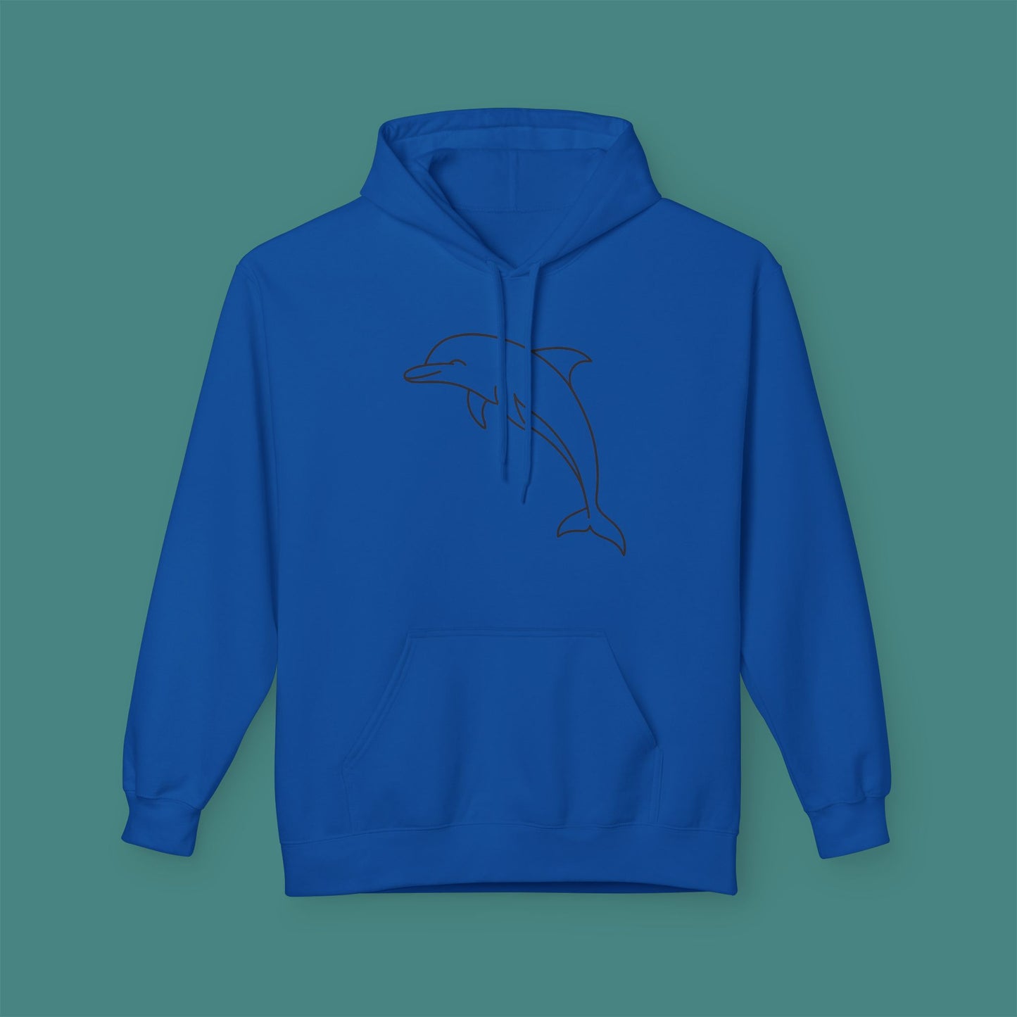 Minimalist Line Art Dolphin Fleece Unisex Hoodie