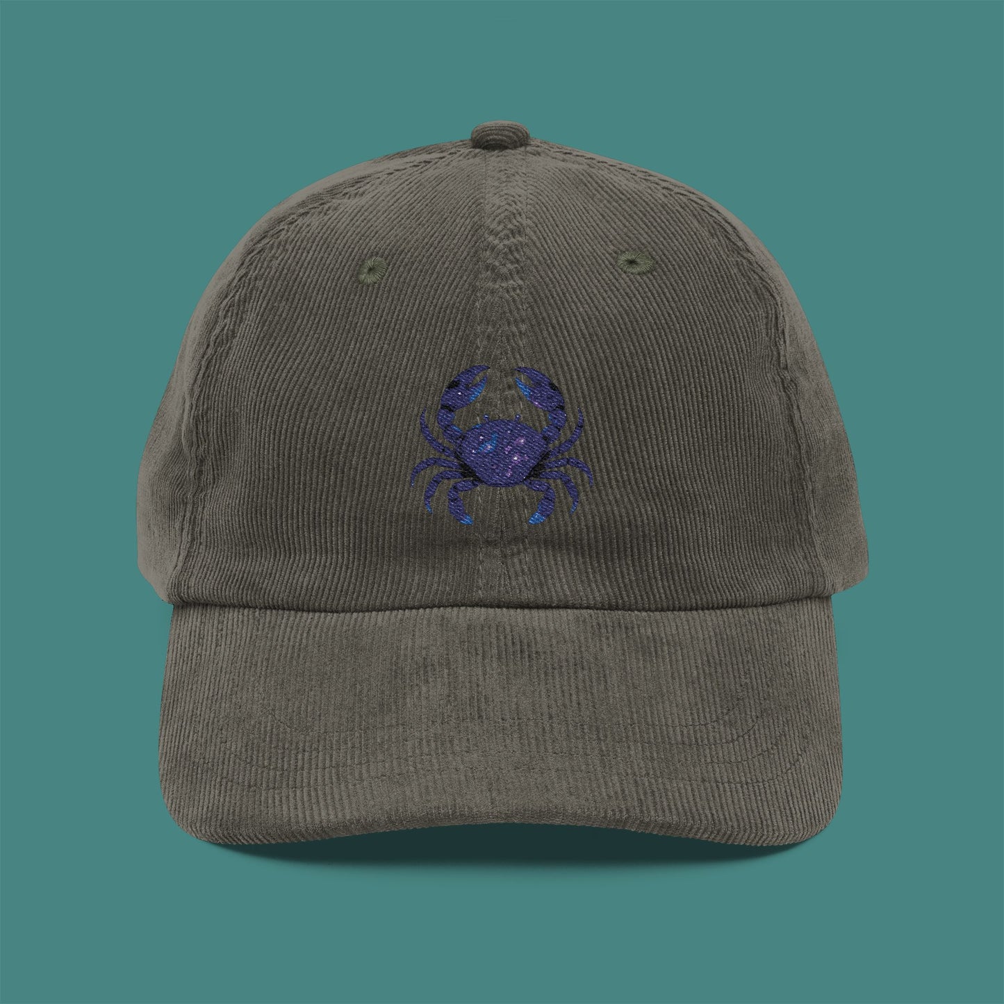 Cosmic Galaxy Crab Corduroy Embroidered Cap