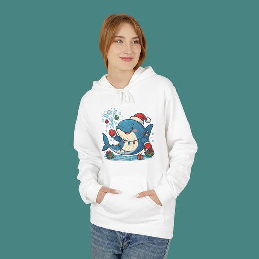 Christmas Whale Fleece Unisex Hoodie