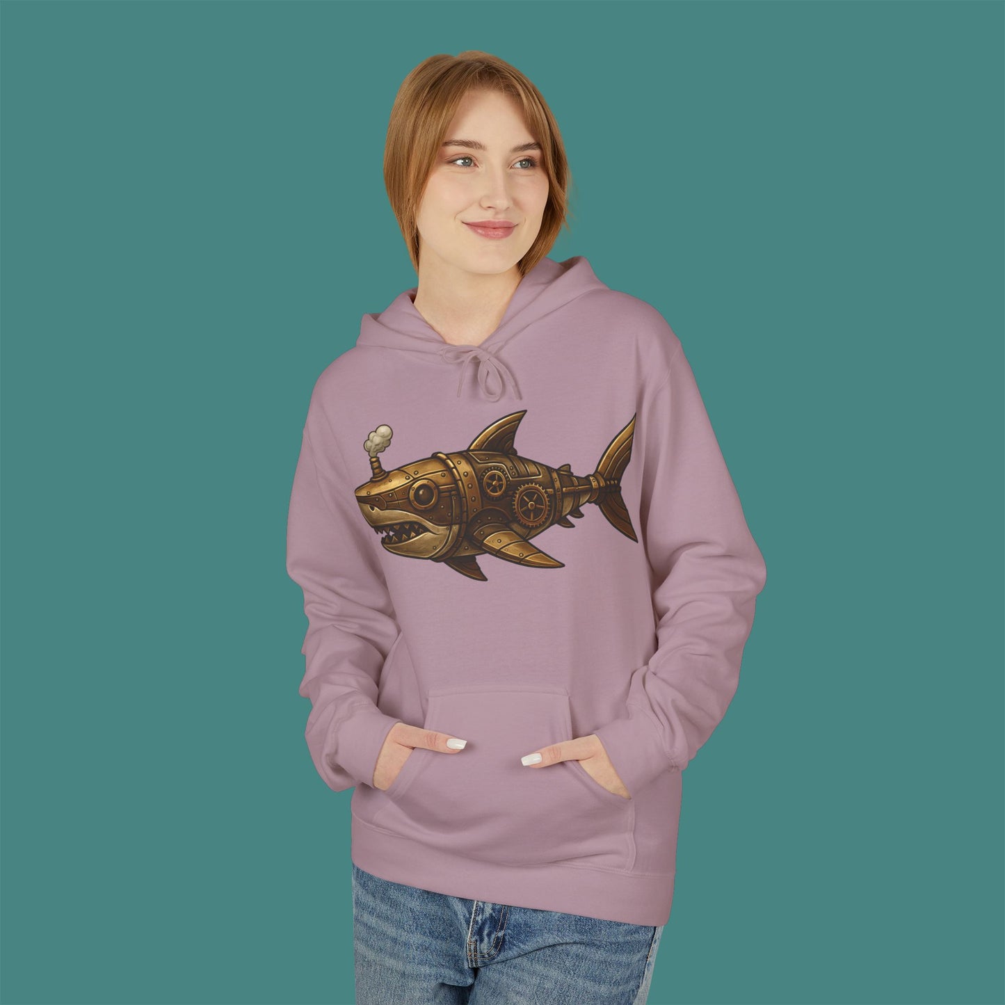 Steampunk Mechanical Shark Fleece Unisex Hoodie