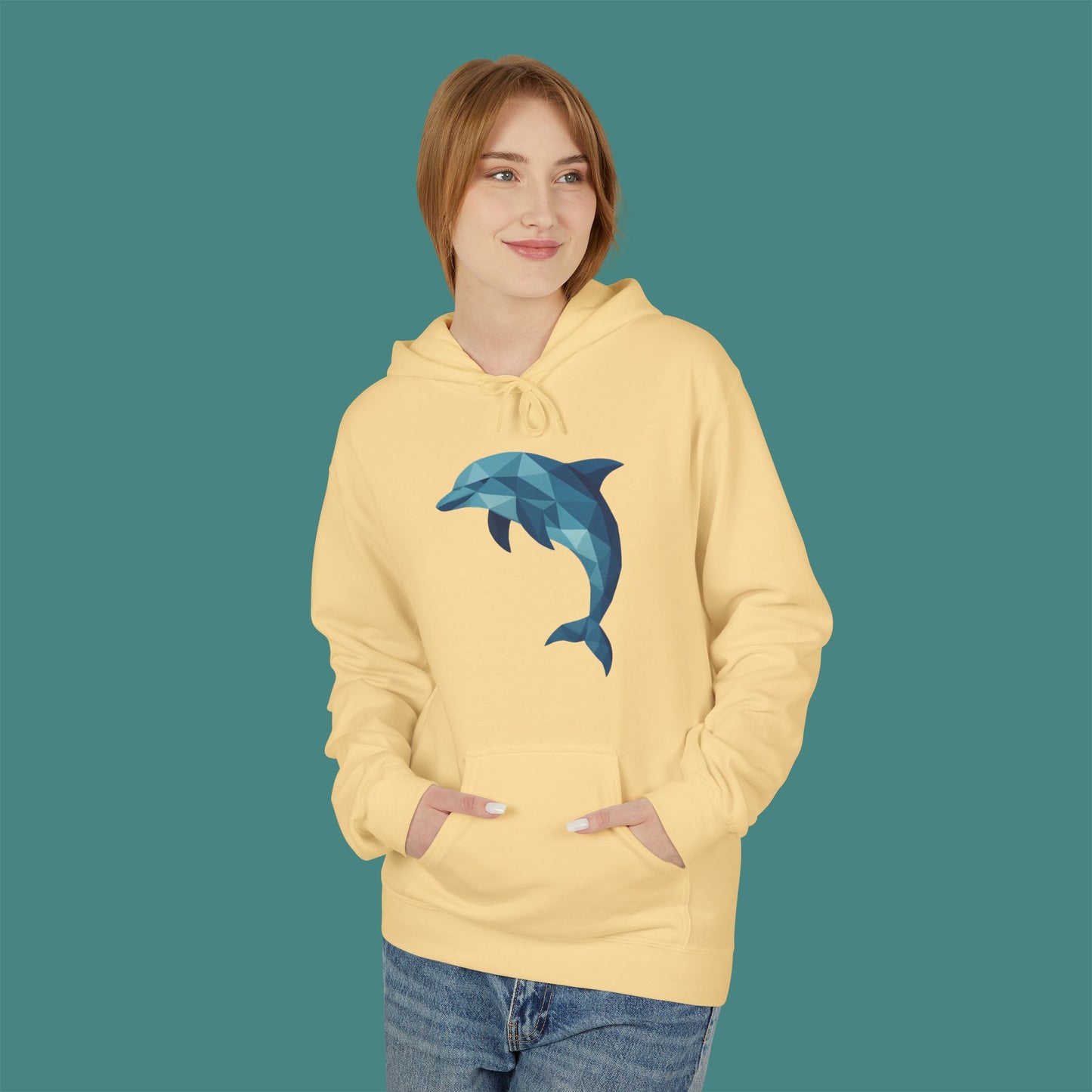 Geometric Polygon Dolphin Fleece Unisex Hoodie