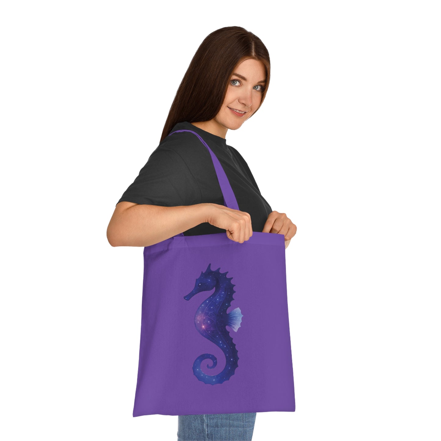 Cosmic Galaxy Seahorse Tote Bag