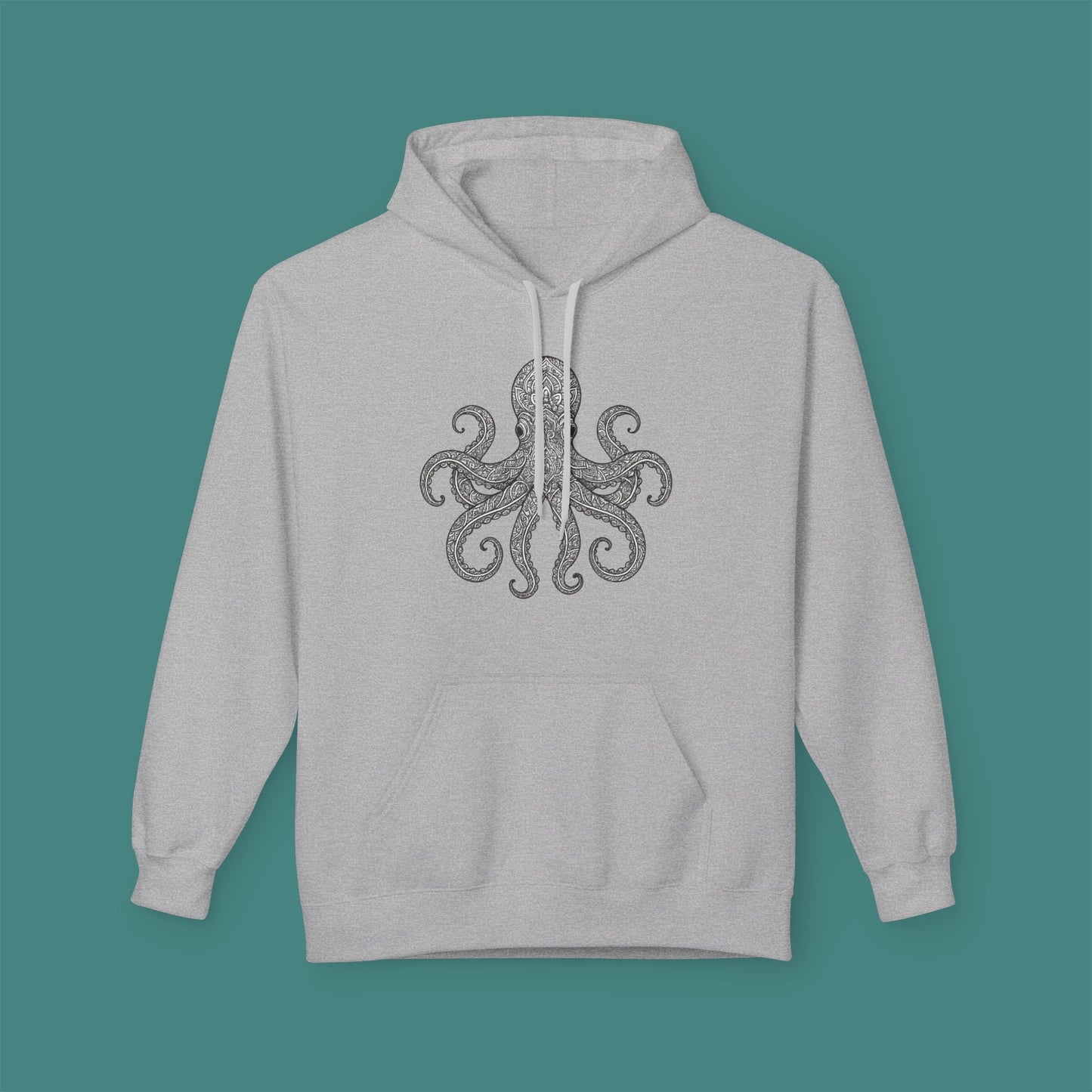 Intricate Mandala Octopus Fleece Unisex Hoodie