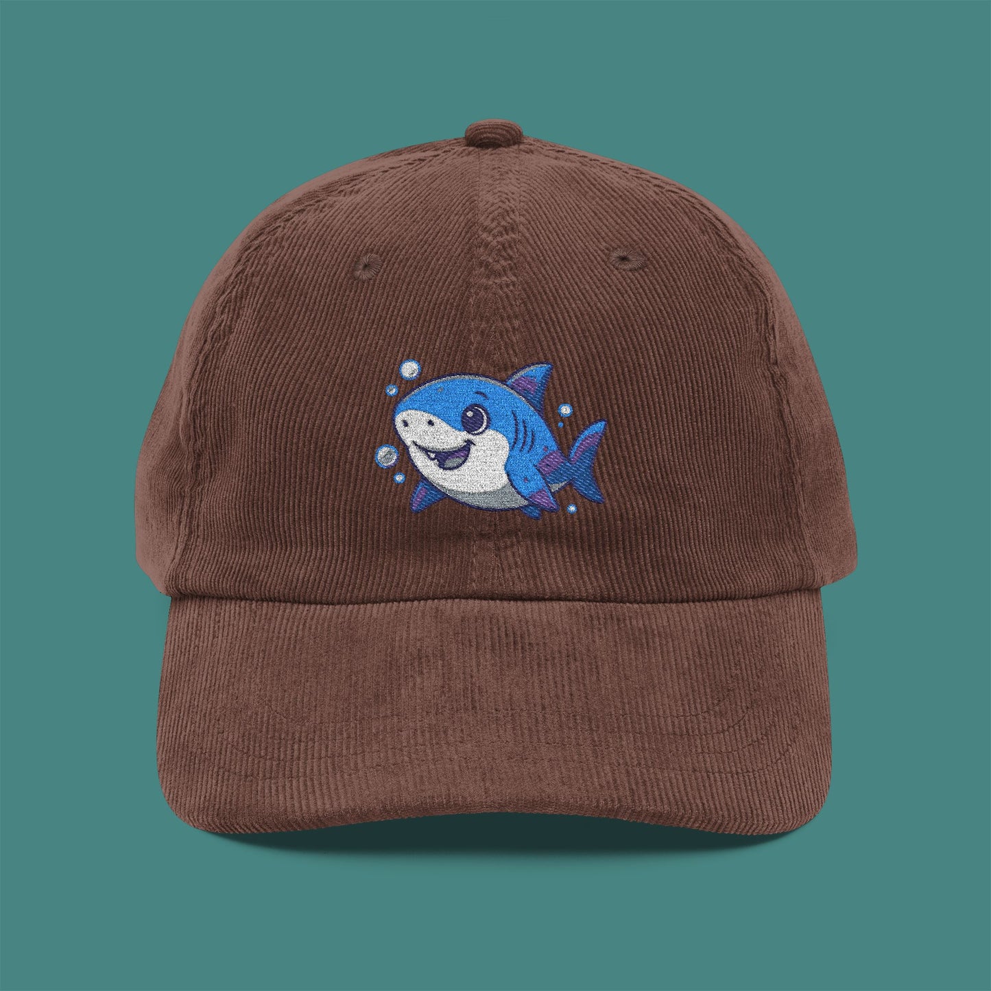 Cartoon Cute Shark Corduroy Embroidered Cap