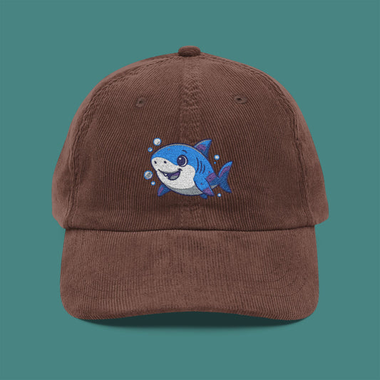 Cartoon Cute Shark Corduroy Embroidered Cap
