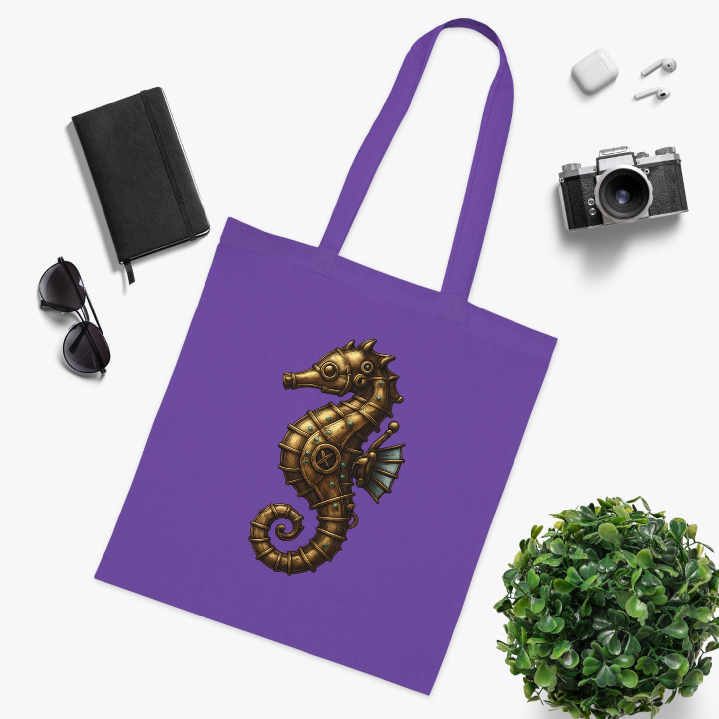 Steampunk Mechanical Seahorse Tote Bag