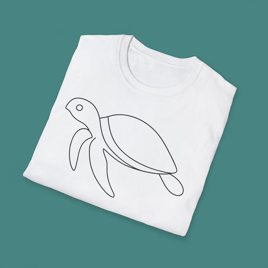 Minimalist Line Art Turtle Unisex T-Shirt
