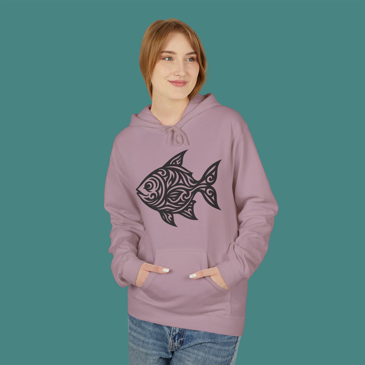 Tribal Tattoo Fish Fleece Unisex Hoodie