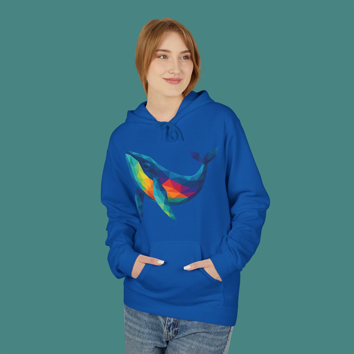 Geometric Polygon Whale Fleece Unisex Hoodie