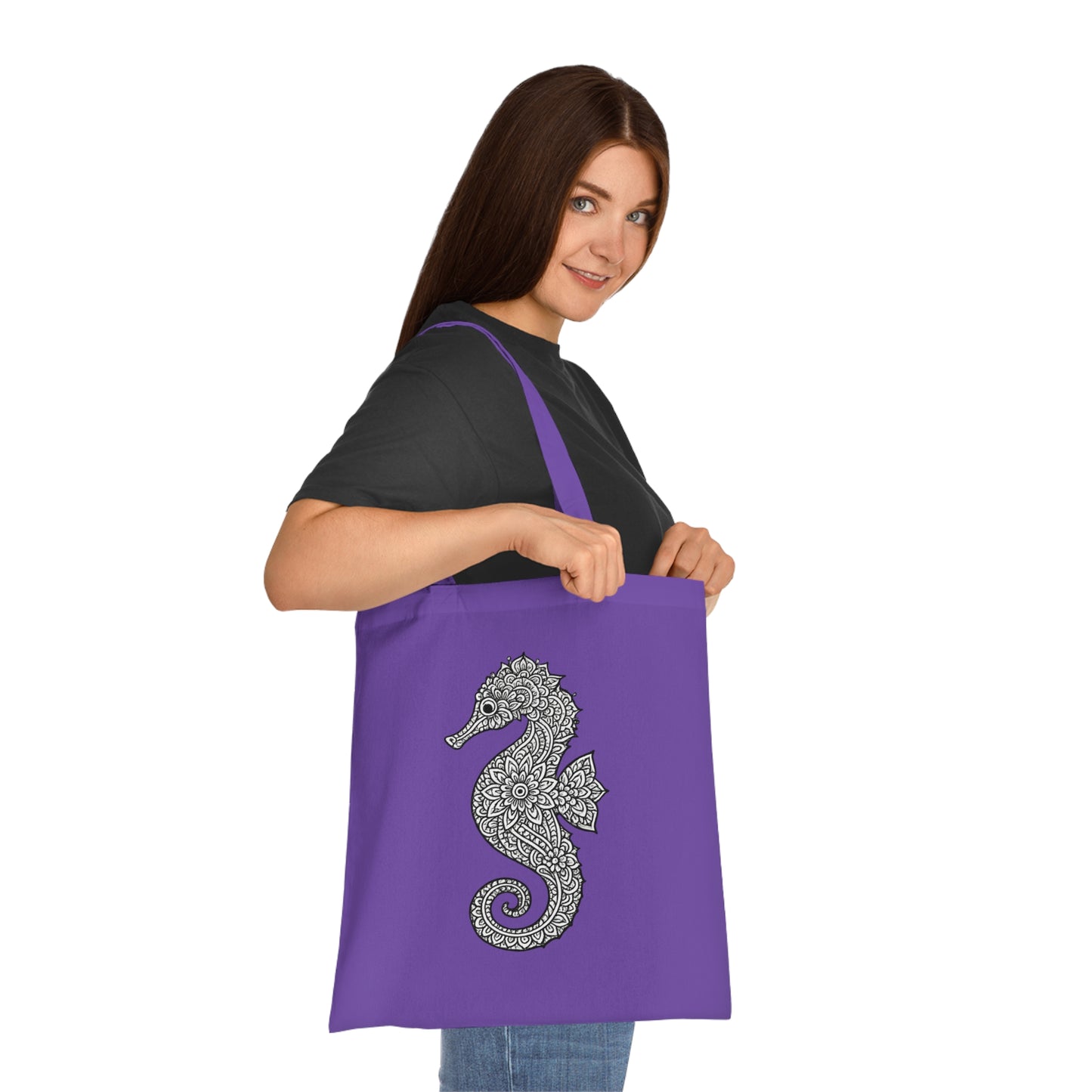 Intricate Mandala Seahorse Tote Bag