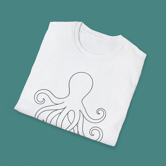 Minimalist Line Art Octopus Unisex T-Shirt