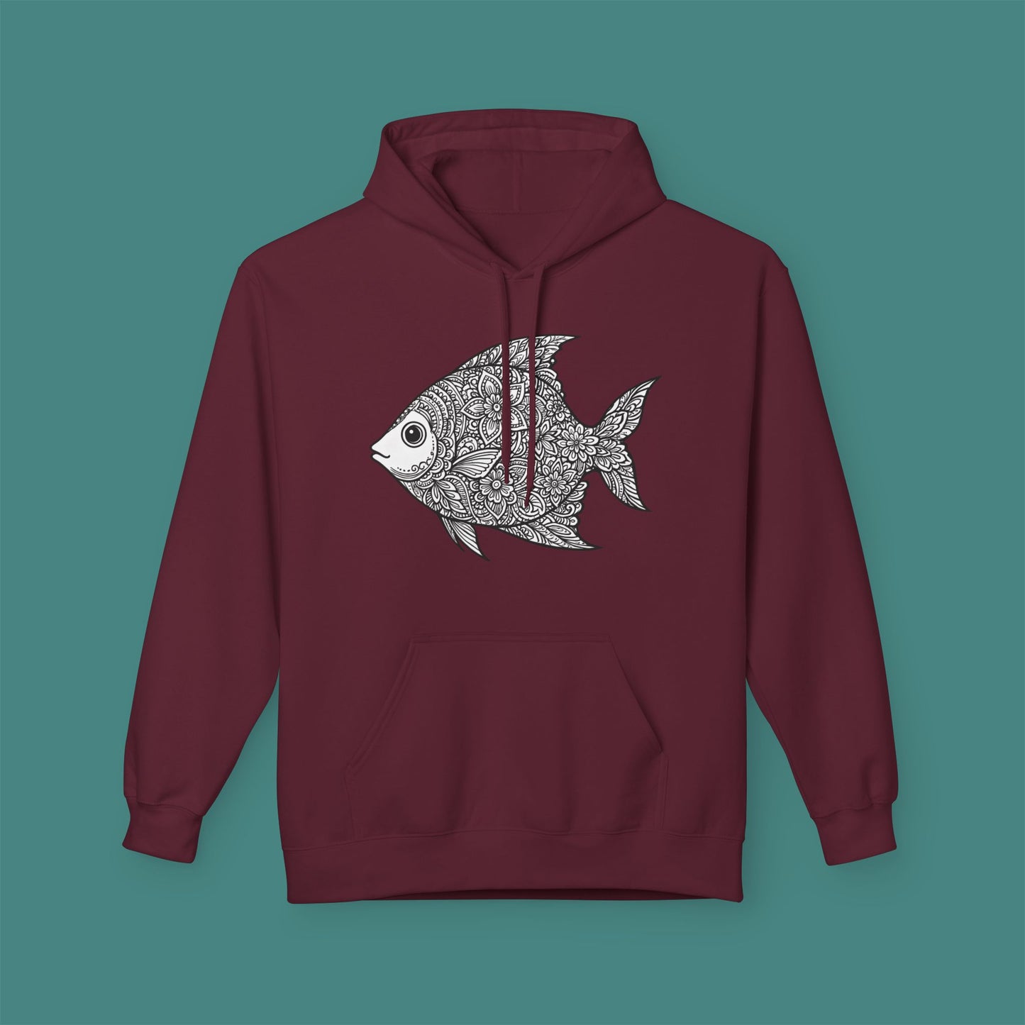 Intricate Mandala Fish Fleece Unisex Hoodie
