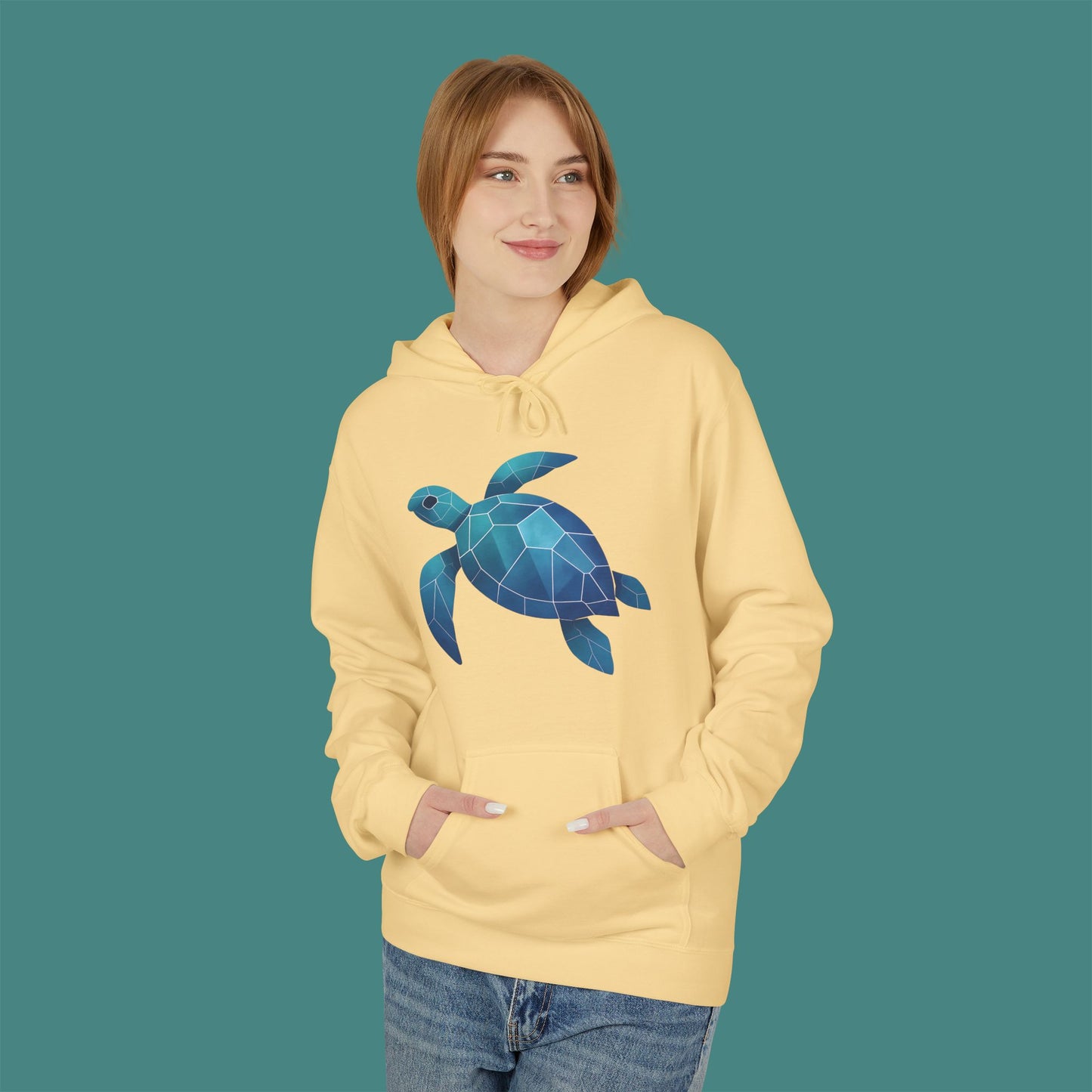 Geometric Polygon Turtle Fleece Unisex Hoodie