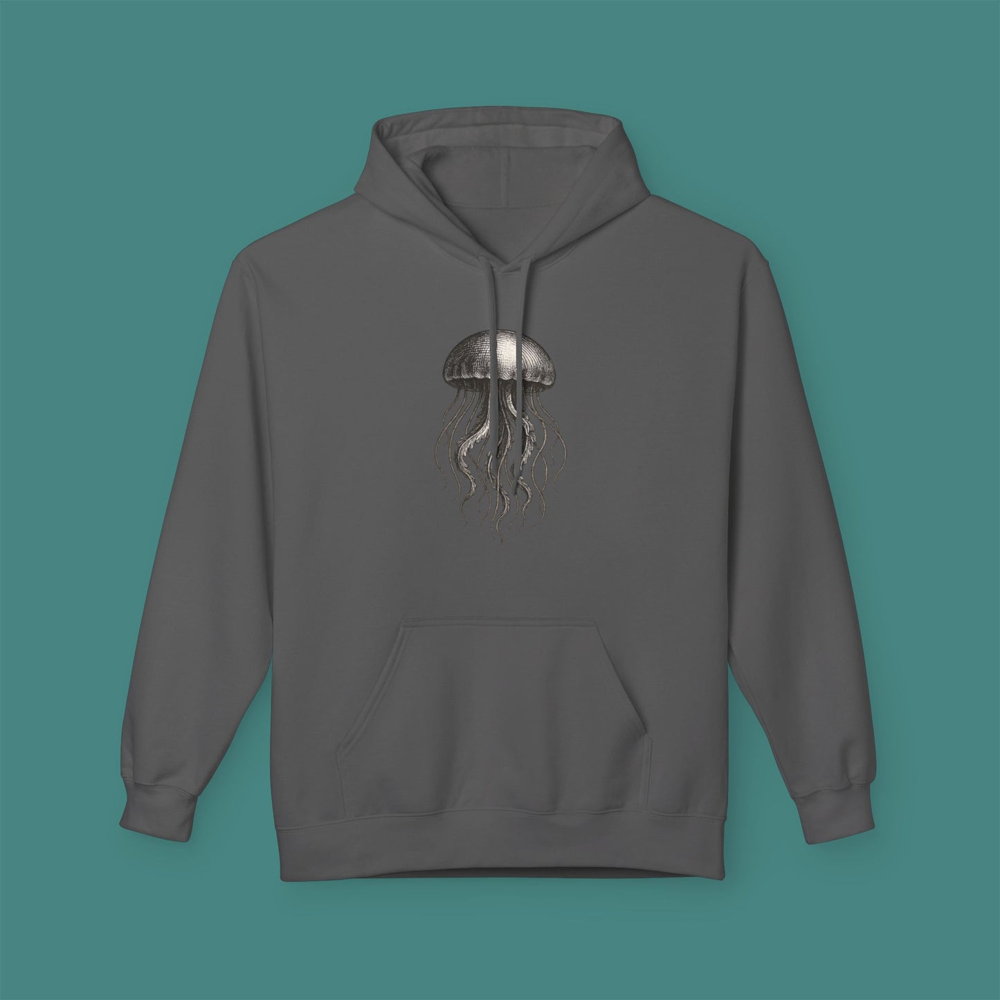 Vintage Etching Jellyfish Fleece Unisex Hoodie