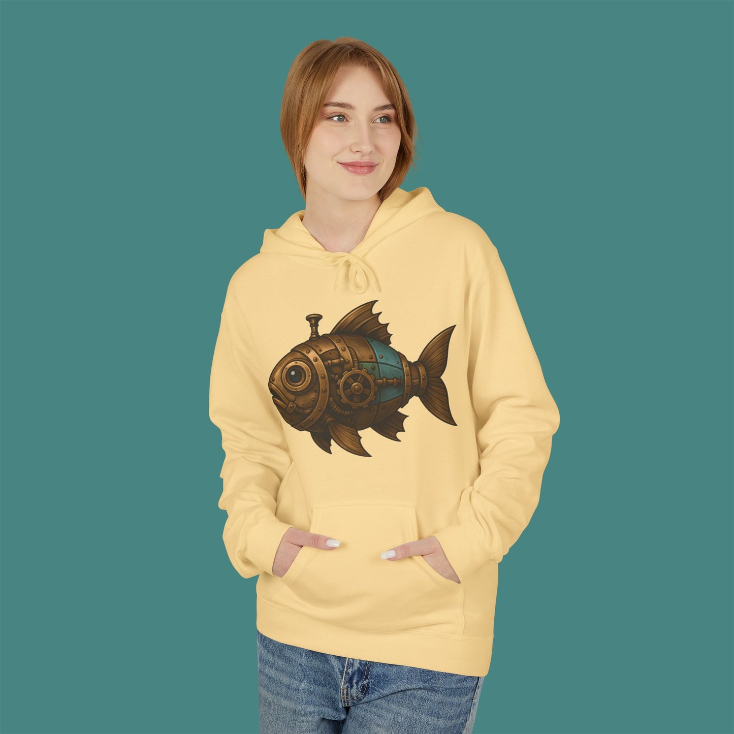 Steampunk Mechanical Fish Fleece Unisex Hoodie