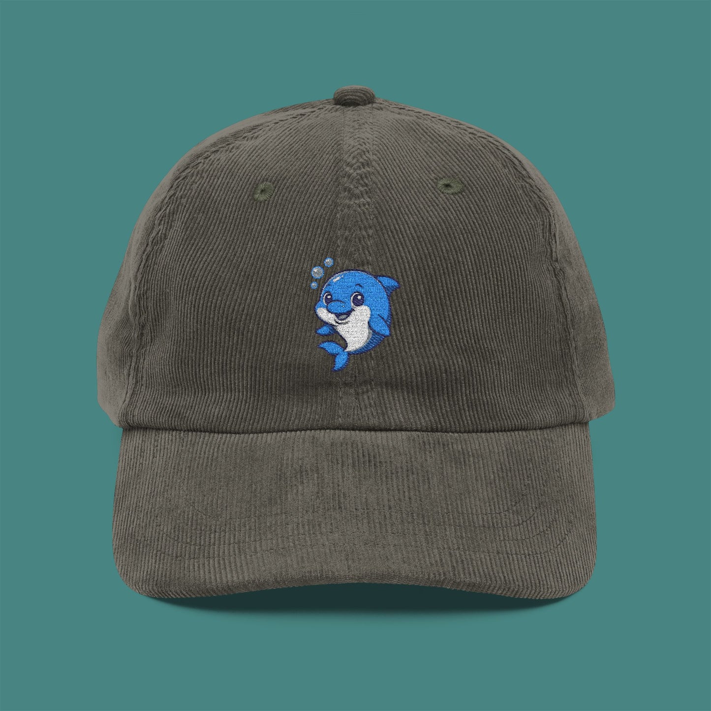 Cartoon Cute Dolphin Corduroy Embroidered Cap