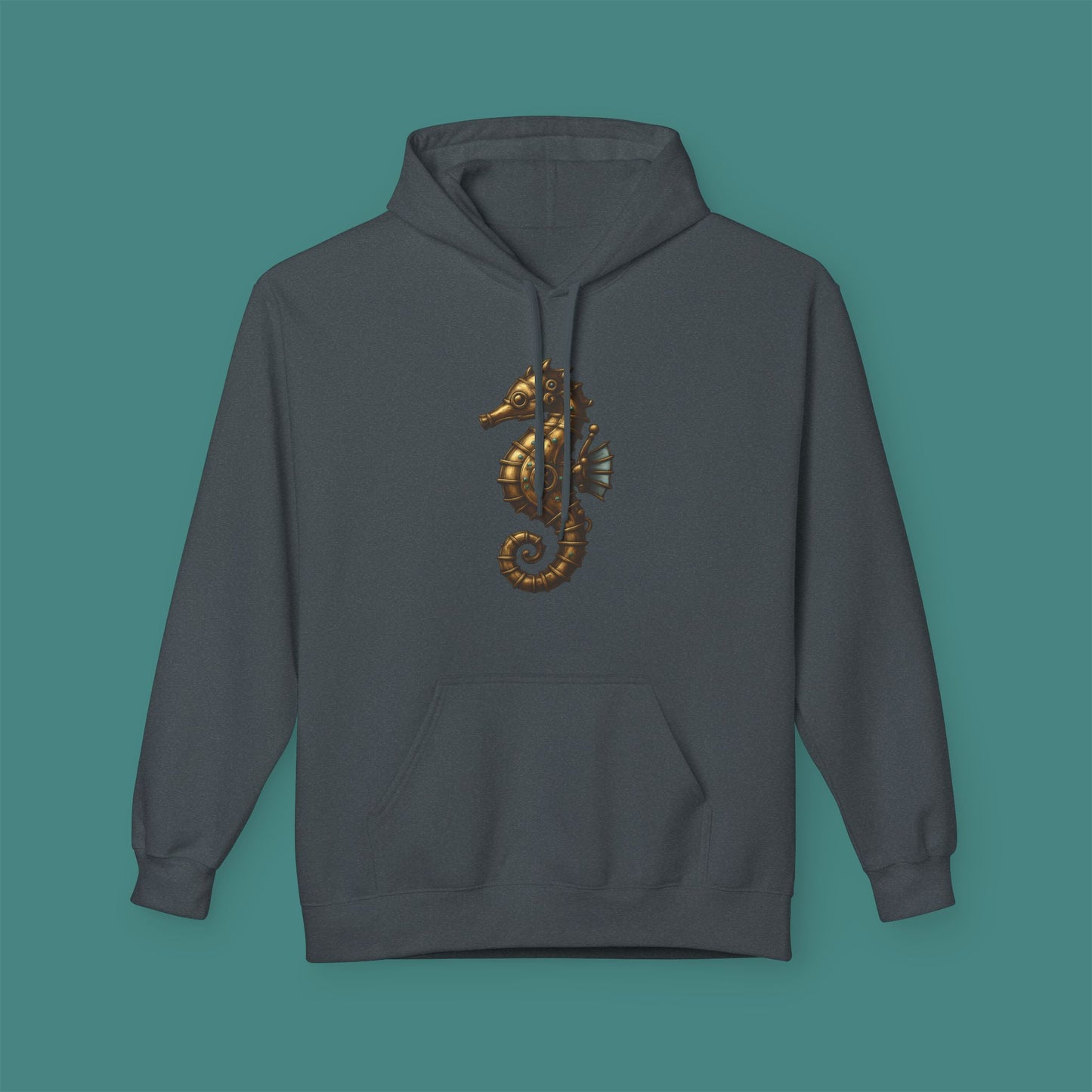 Steampunk Mechanical Seahorse Fleece Unisex Hoodie