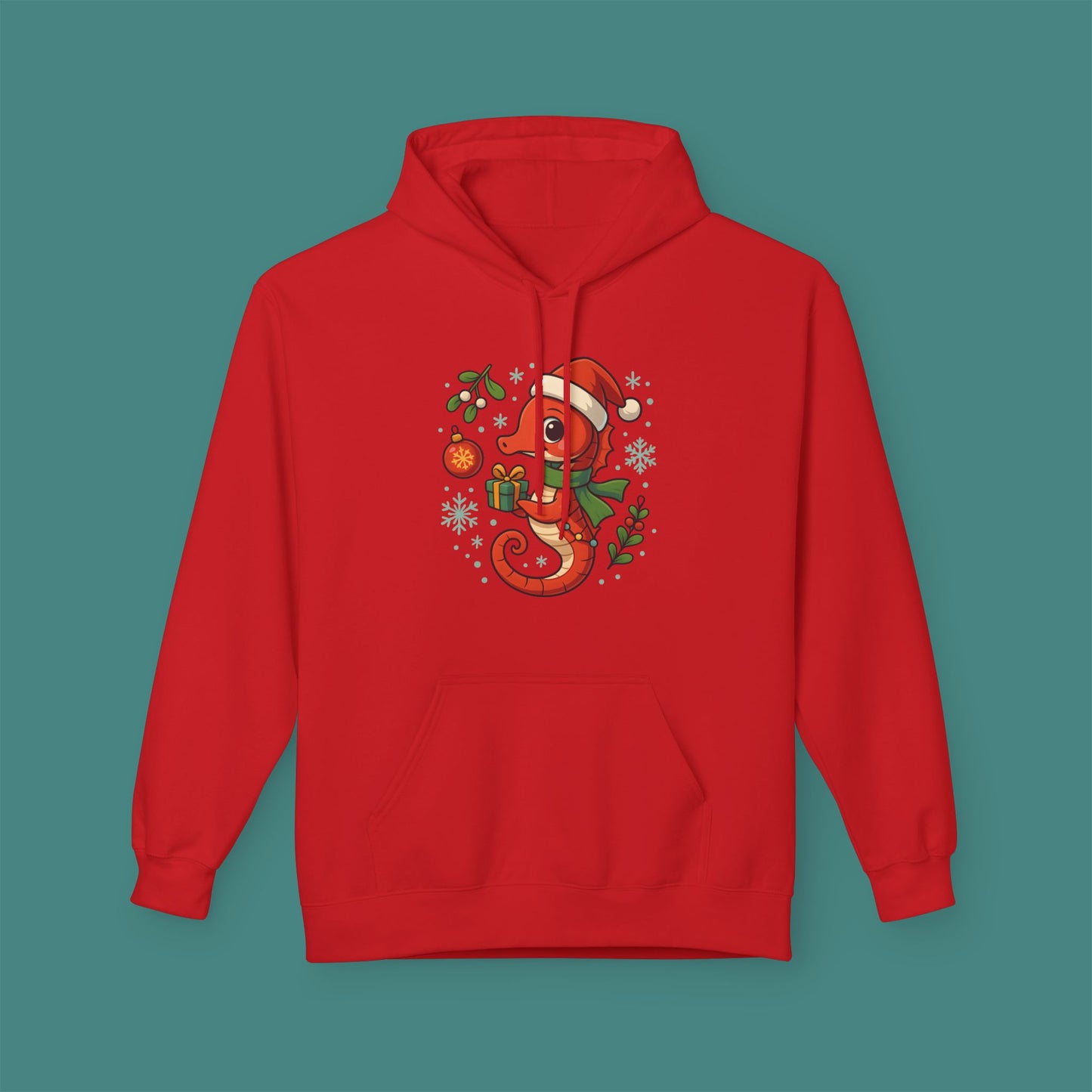 Christmas Seahorse Fleece Unisex Hoodie