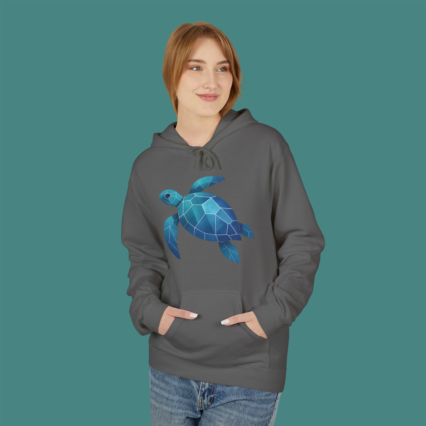 Geometric Polygon Turtle Fleece Unisex Hoodie