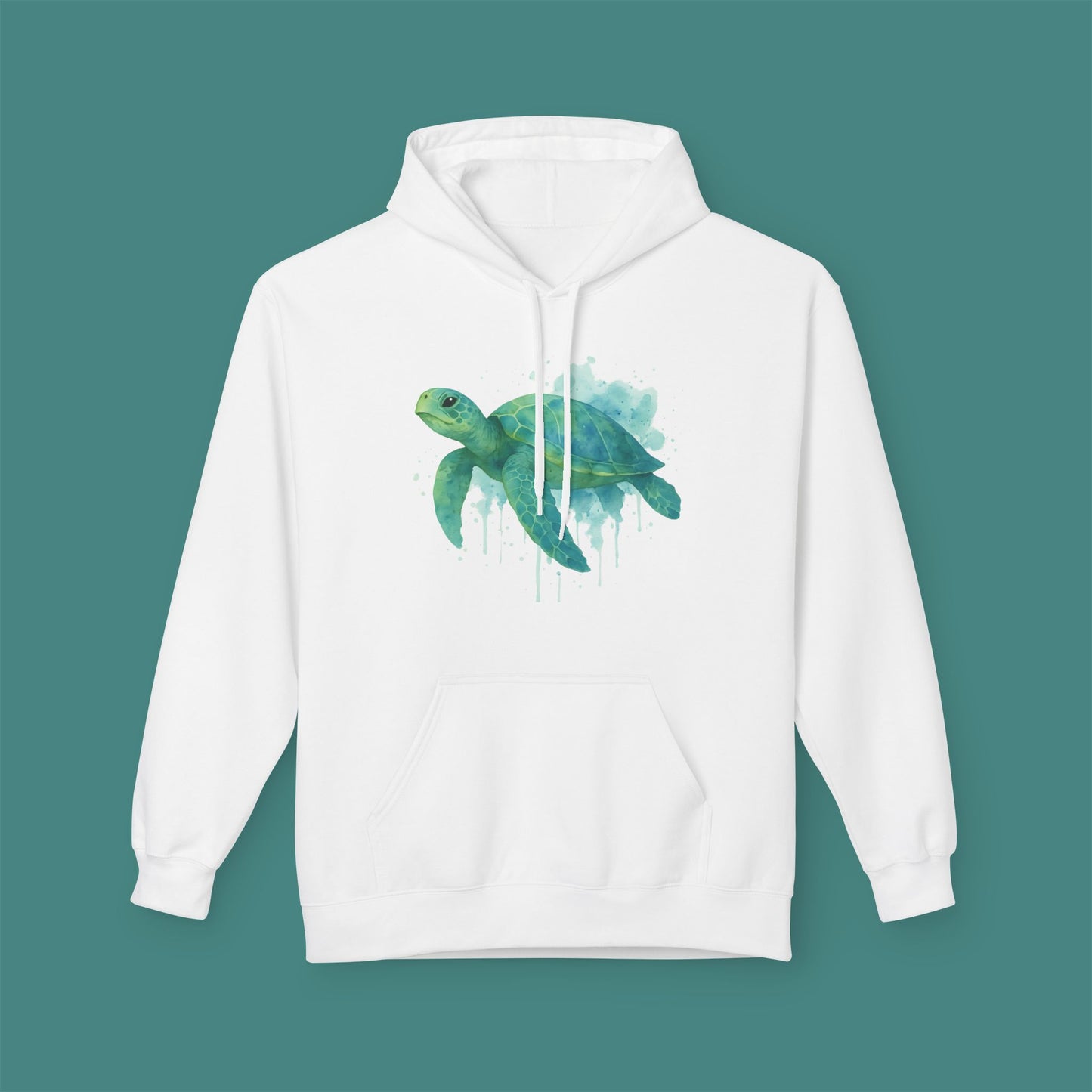 Watercolor Splash Turtle Fleece Unisex Hoodie