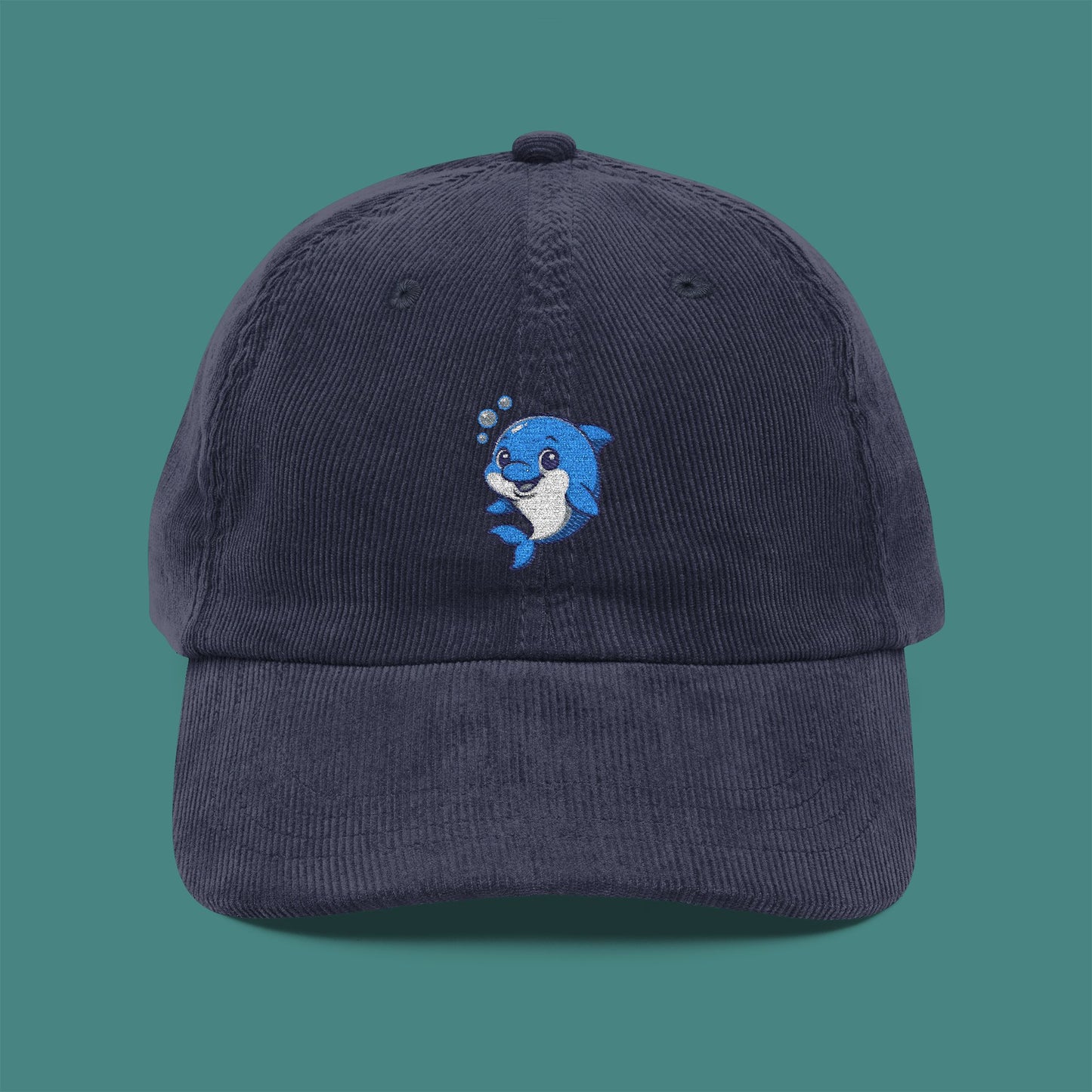 Cartoon Cute Dolphin Corduroy Embroidered Cap