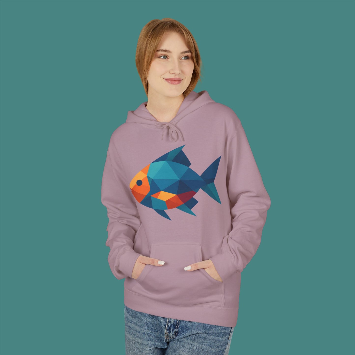 Geometric Polygon Fish Fleece Unisex Hoodie