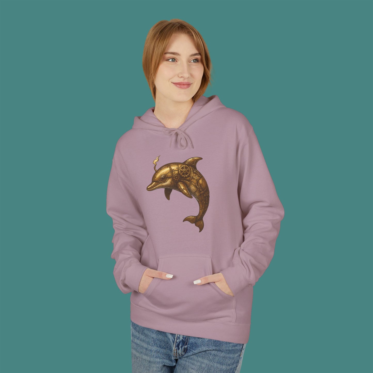 Steampunk Mechanical Dolphin Fleece Unisex Hoodie