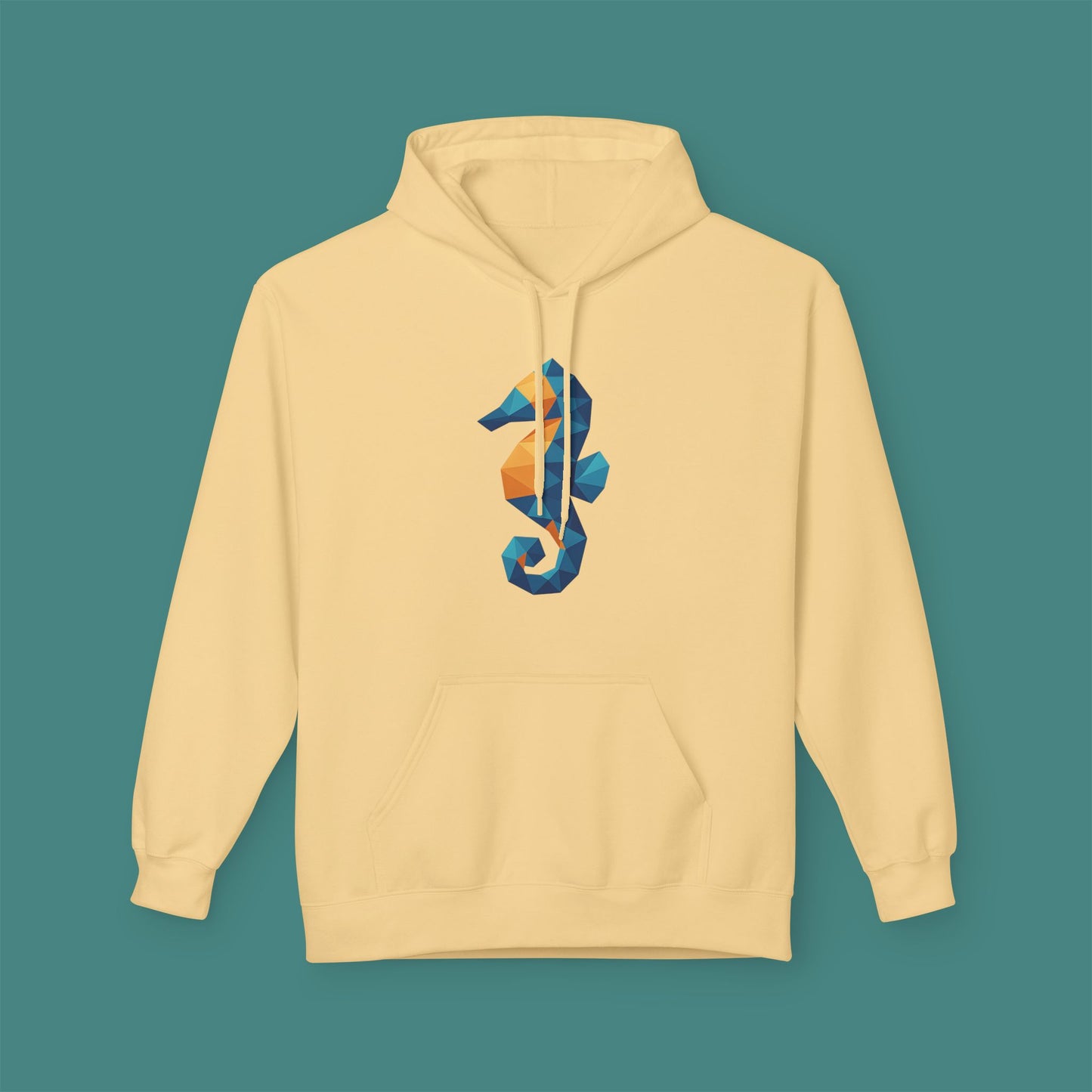 Geometric Polygon Seahorse Fleece Unisex Hoodie