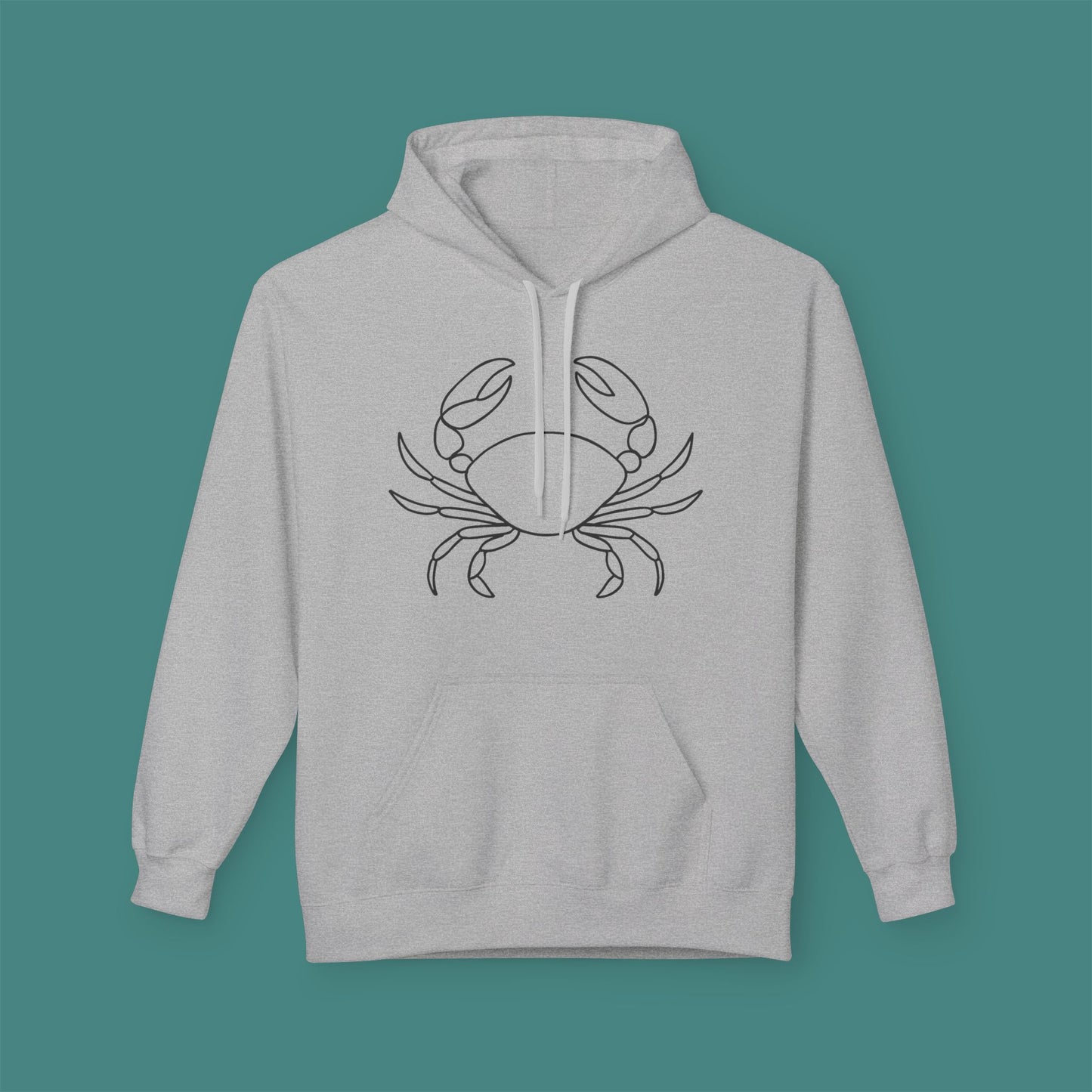 Minimalist Line Art Crab Fleece Unisex Hoodie