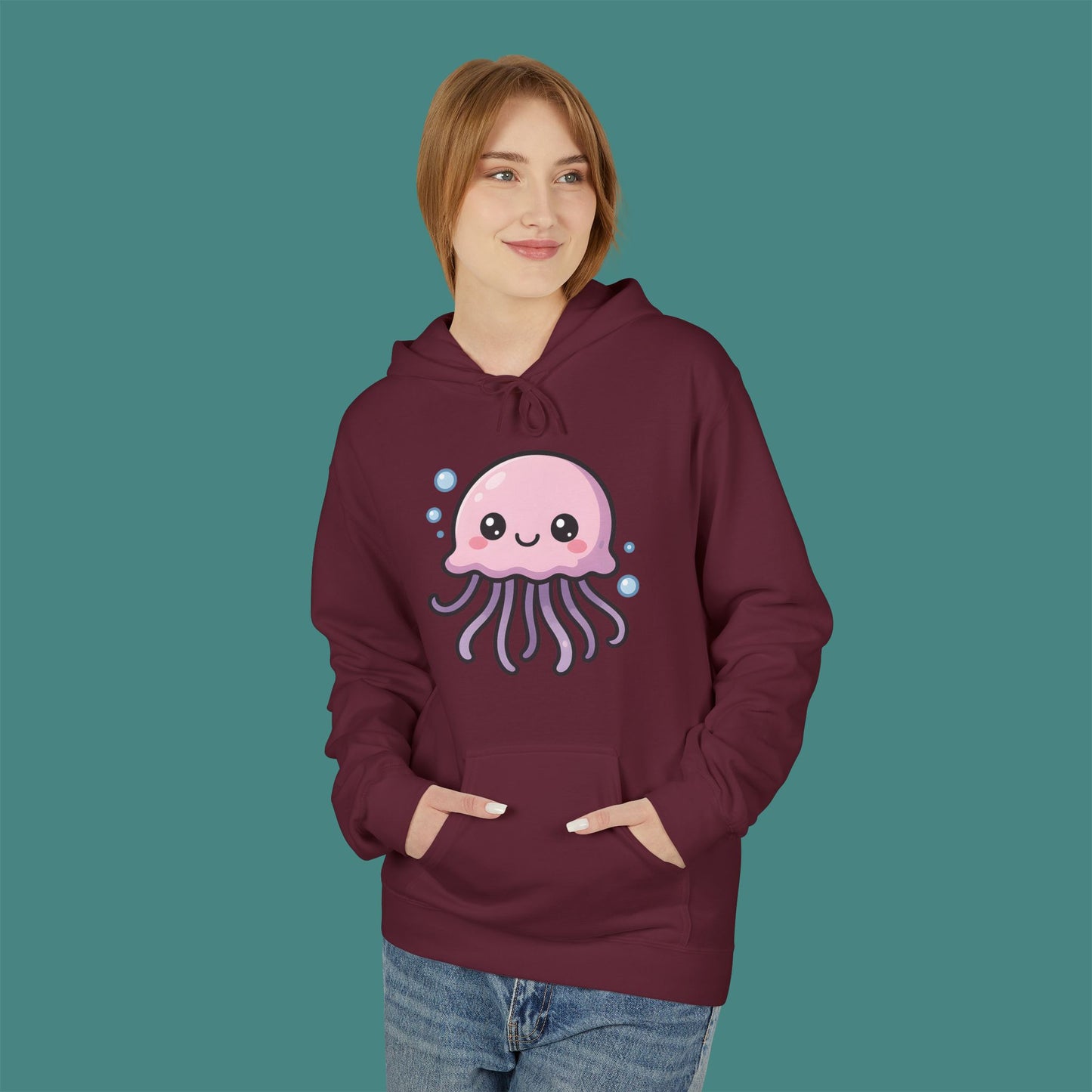 Cartoon Cute Jellyfish Fleece Unisex Hoodie
