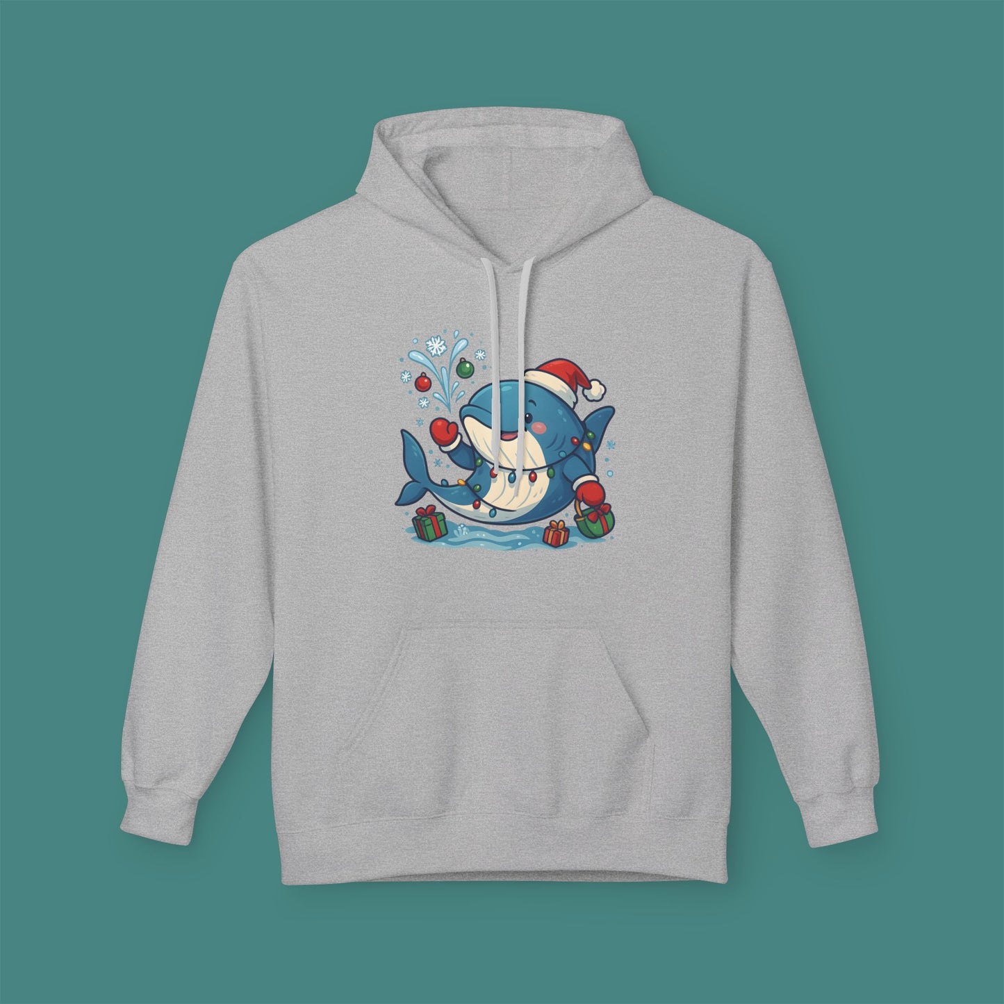 Christmas Whale Fleece Unisex Hoodie