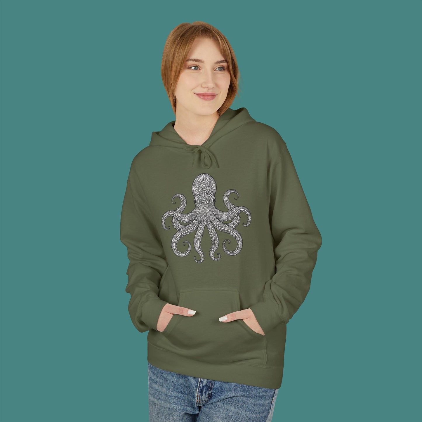 Intricate Mandala Octopus Fleece Unisex Hoodie