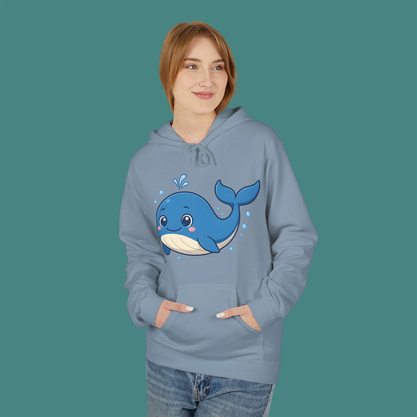 Cartoon Cute Whale Fleece Unisex Hoodie