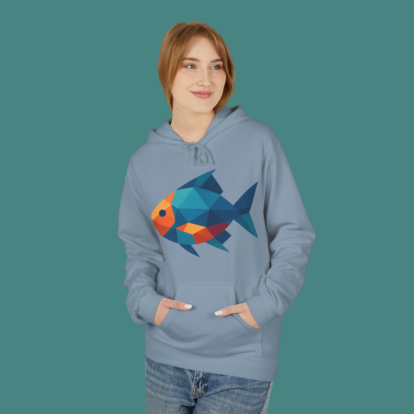 Geometric Polygon Fish Fleece Unisex Hoodie