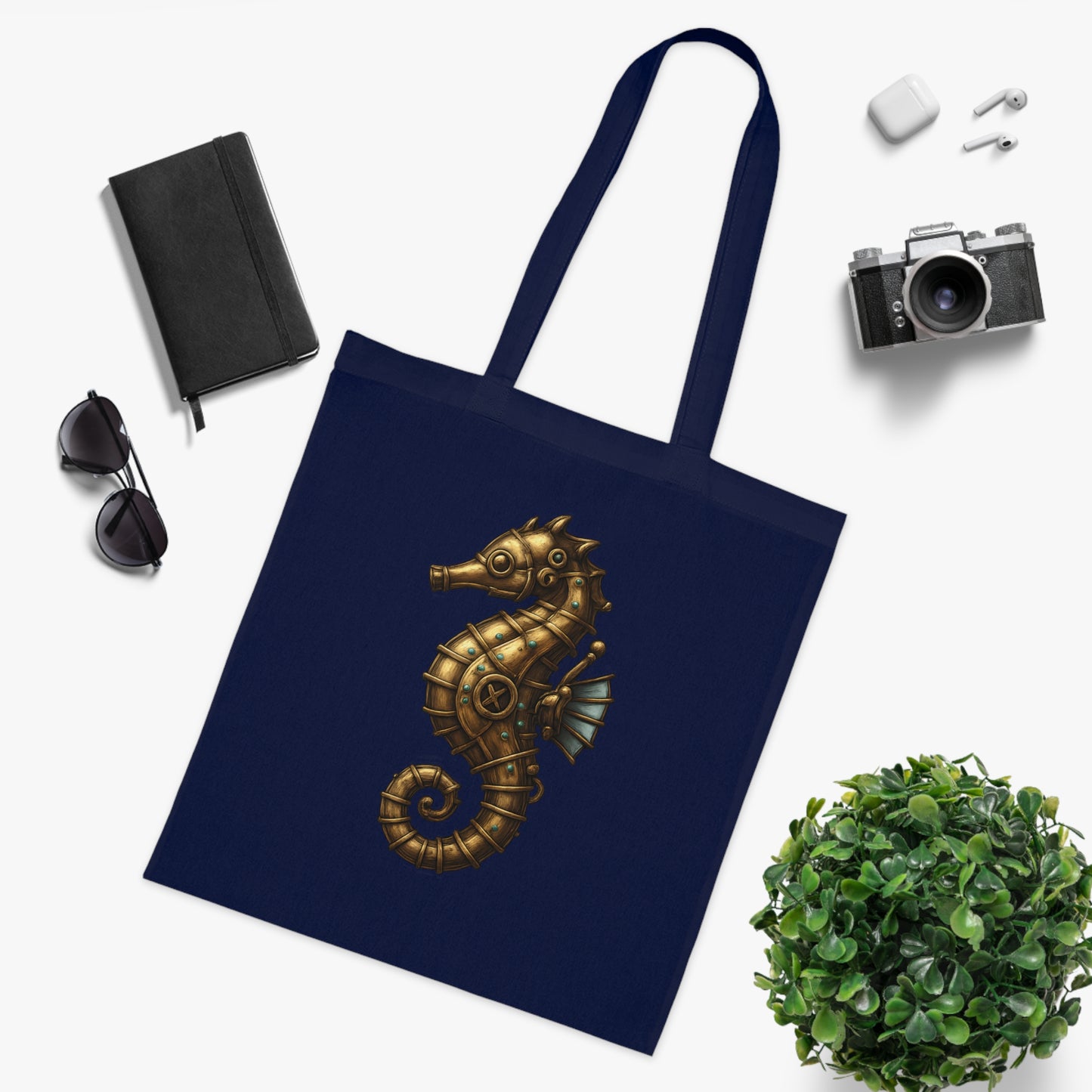 Steampunk Mechanical Seahorse Tote Bag