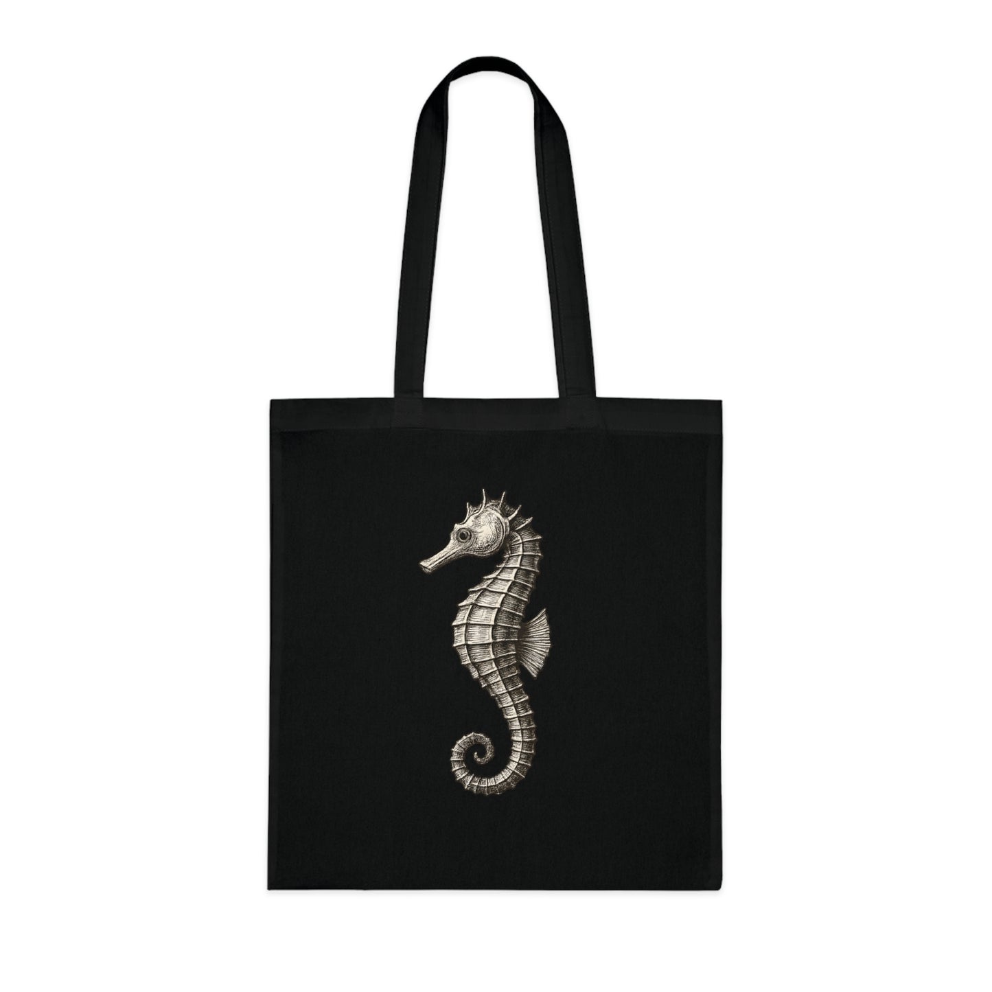 Vintage Etching Seahorse Tote Bag