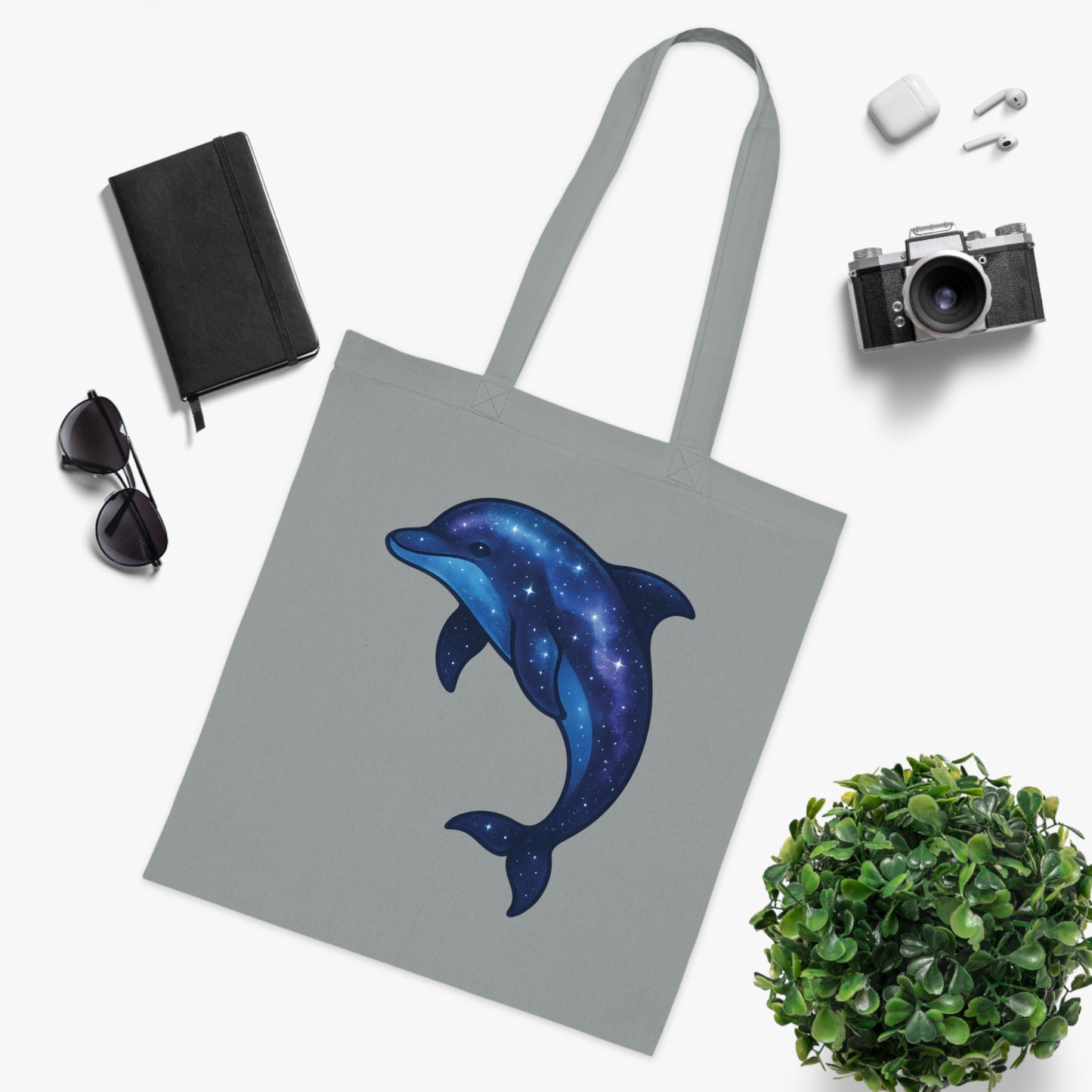 Cosmic Galaxy Dolphin Tote Bag