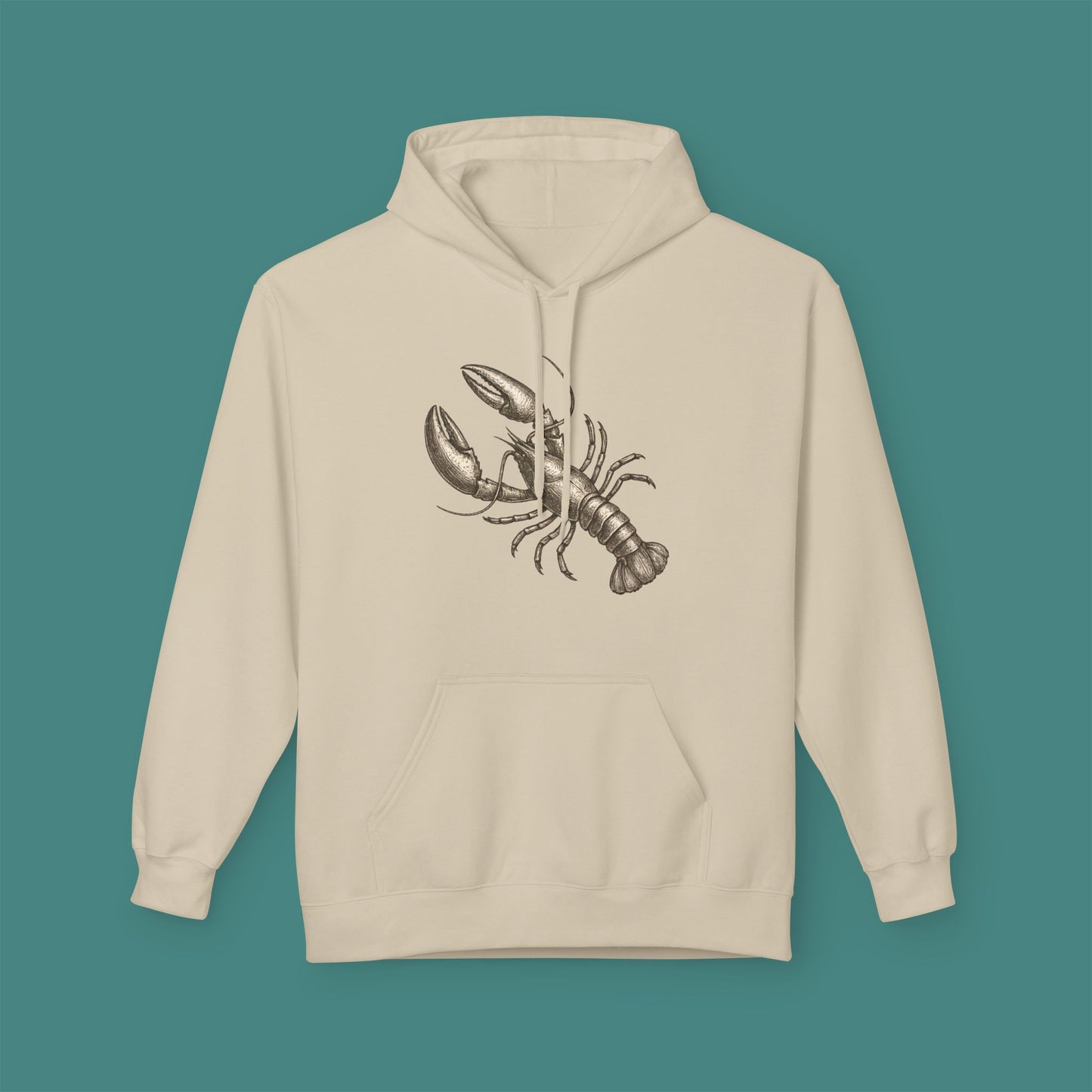 Vintage Etching Lobster Fleece Unisex Hoodie