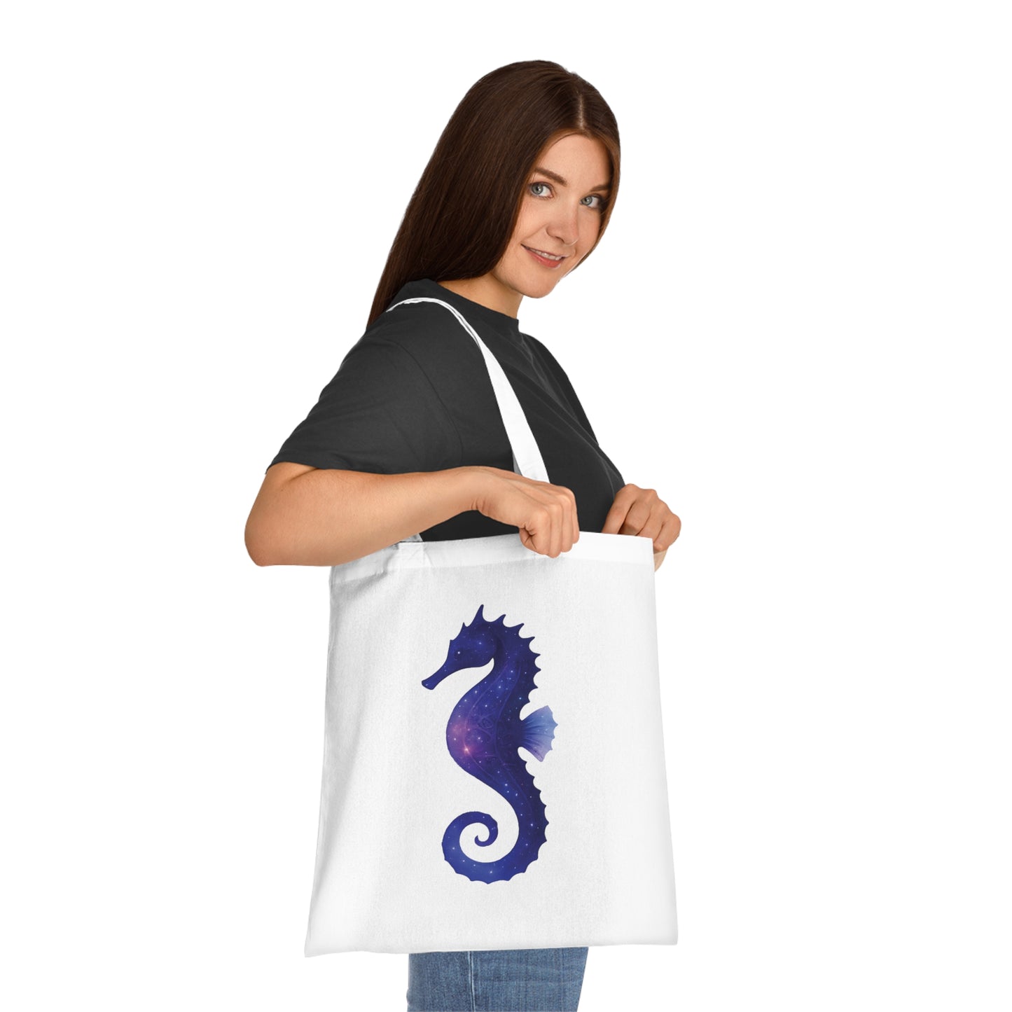 Cosmic Galaxy Seahorse Tote Bag