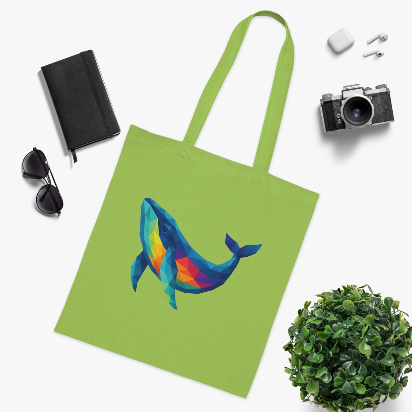 Geometric Polygon Whale Tote Bag