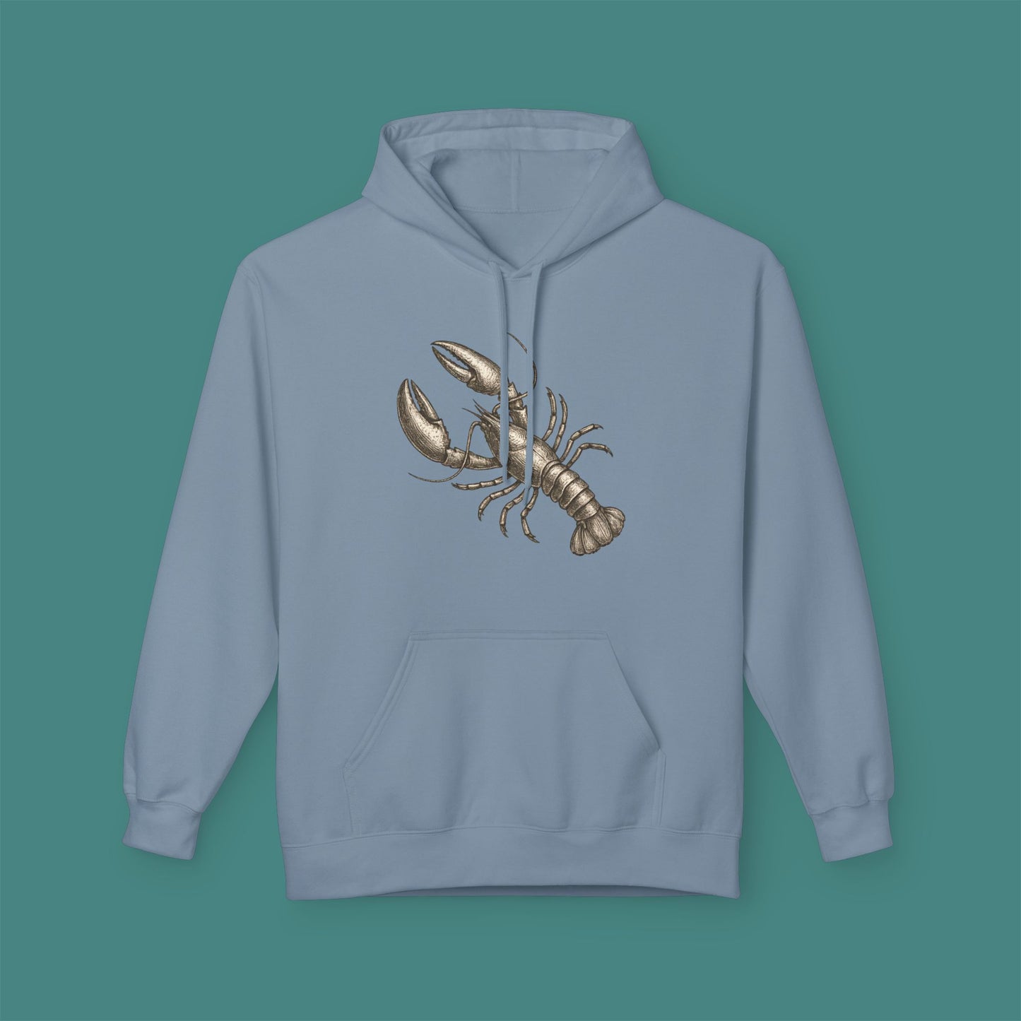 Vintage Etching Lobster Fleece Unisex Hoodie