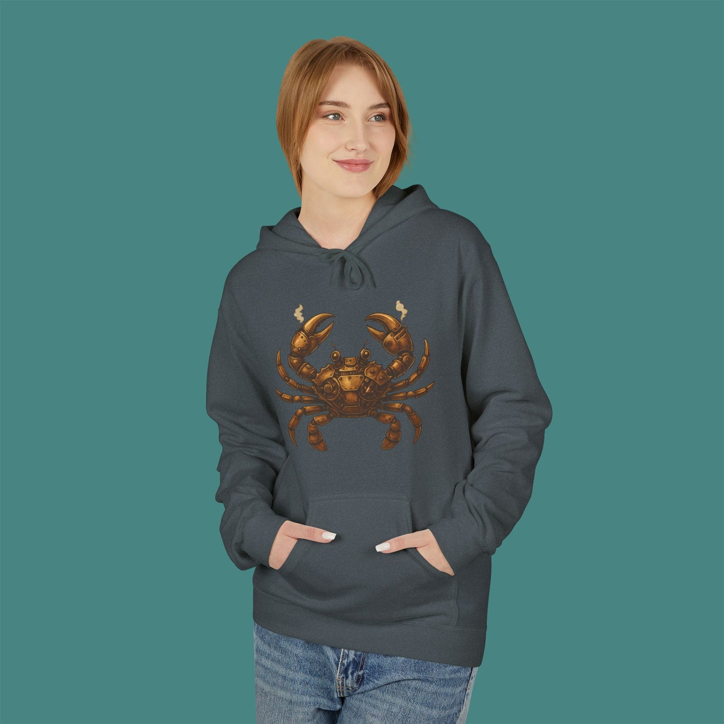 Steampunk Mechanical Crab Fleece Unisex Hoodie