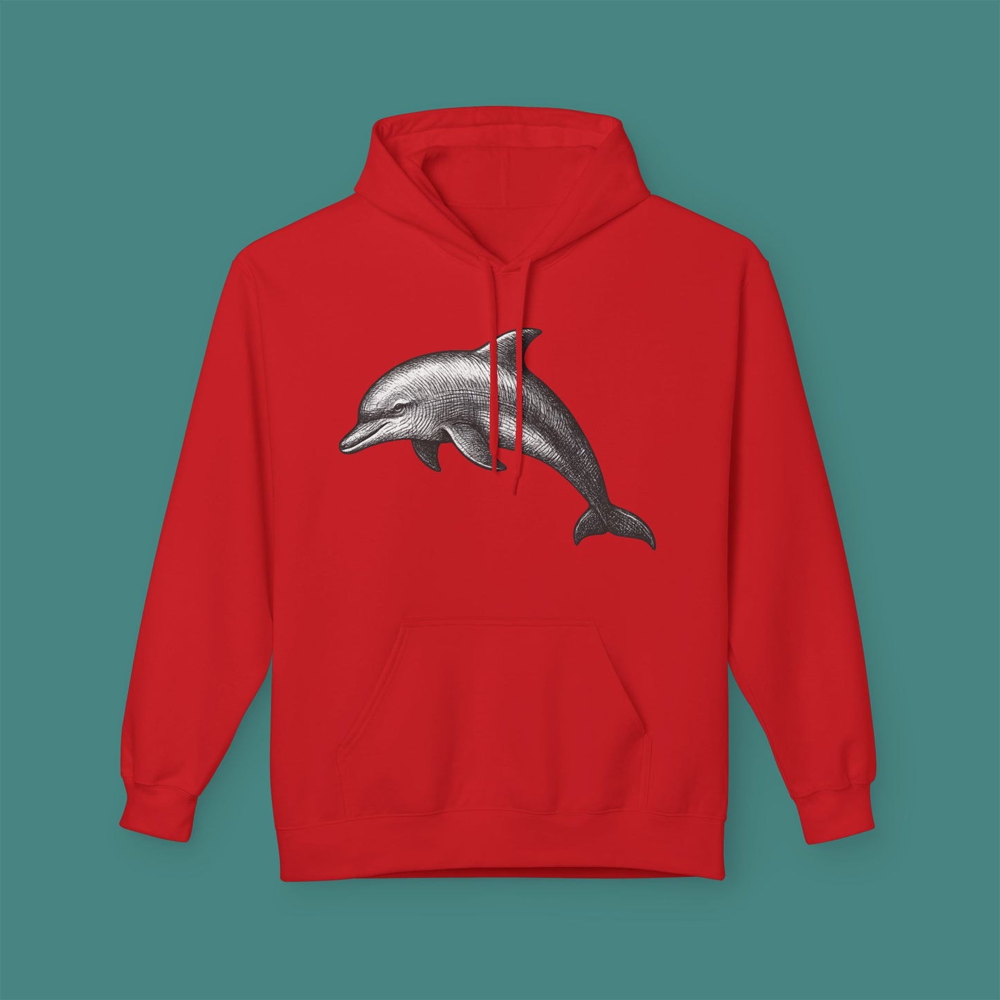 Vintage Etching Dolphin Fleece Unisex Hoodie