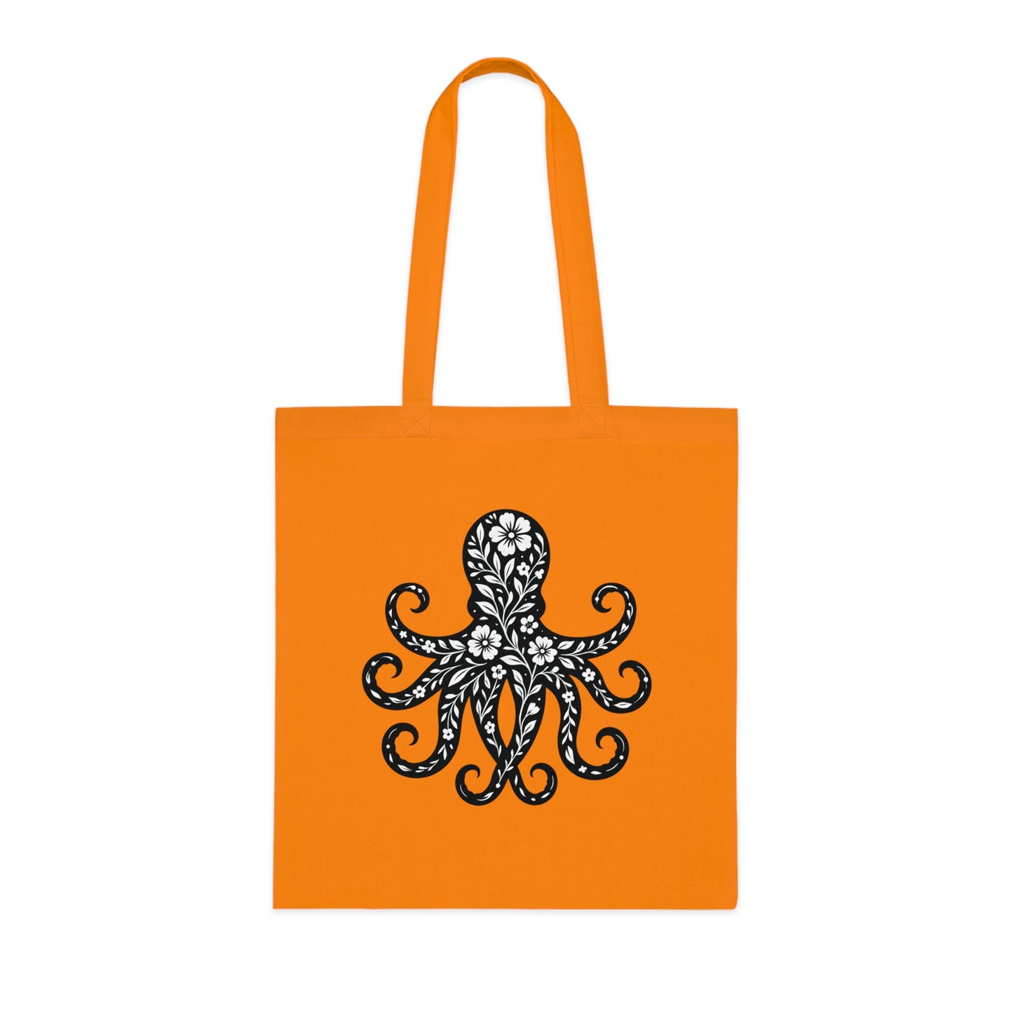 Floral Octopus Silhouette Tote Bag
